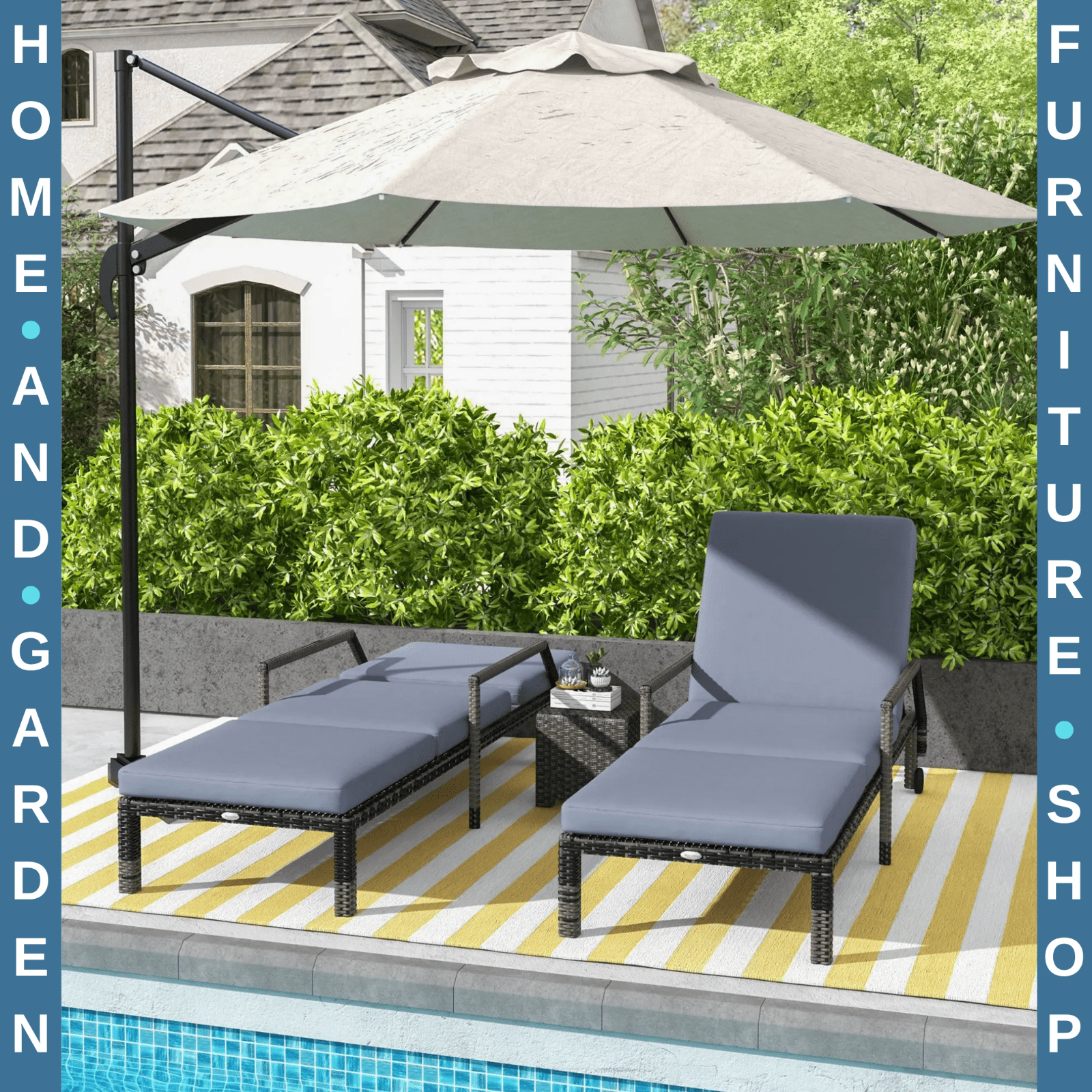 Outdoor Rattan Sun Lounger Set of 2 Adjustable Wicker Chaise Recliner Chairs - Home and Garden Furniture Shop - #rustic - furniture#