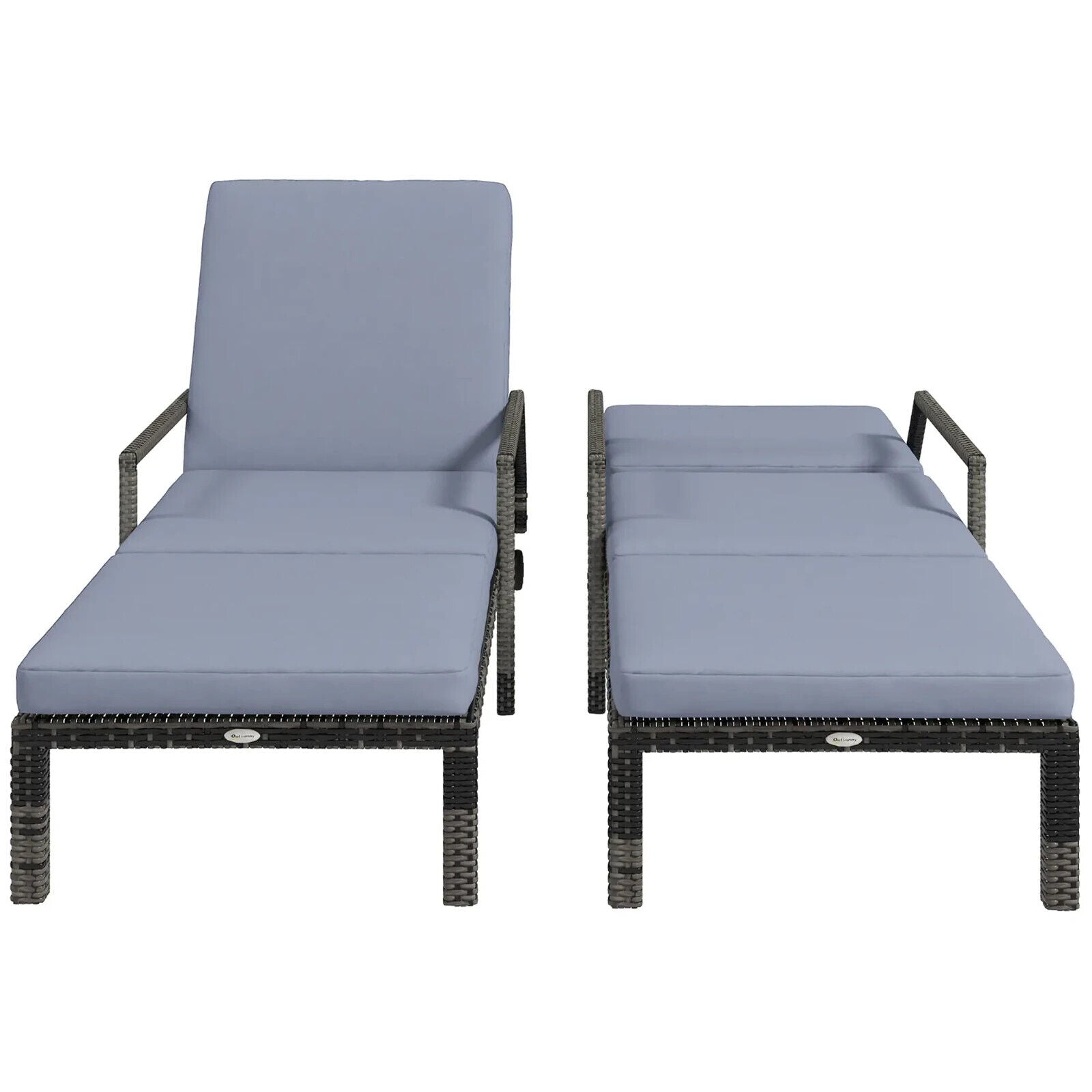 Outdoor Rattan Sun Lounger Set of 2 Adjustable Wicker Chaise Recliner Chairs - Home and Garden Furniture Shop - #rustic - furniture#