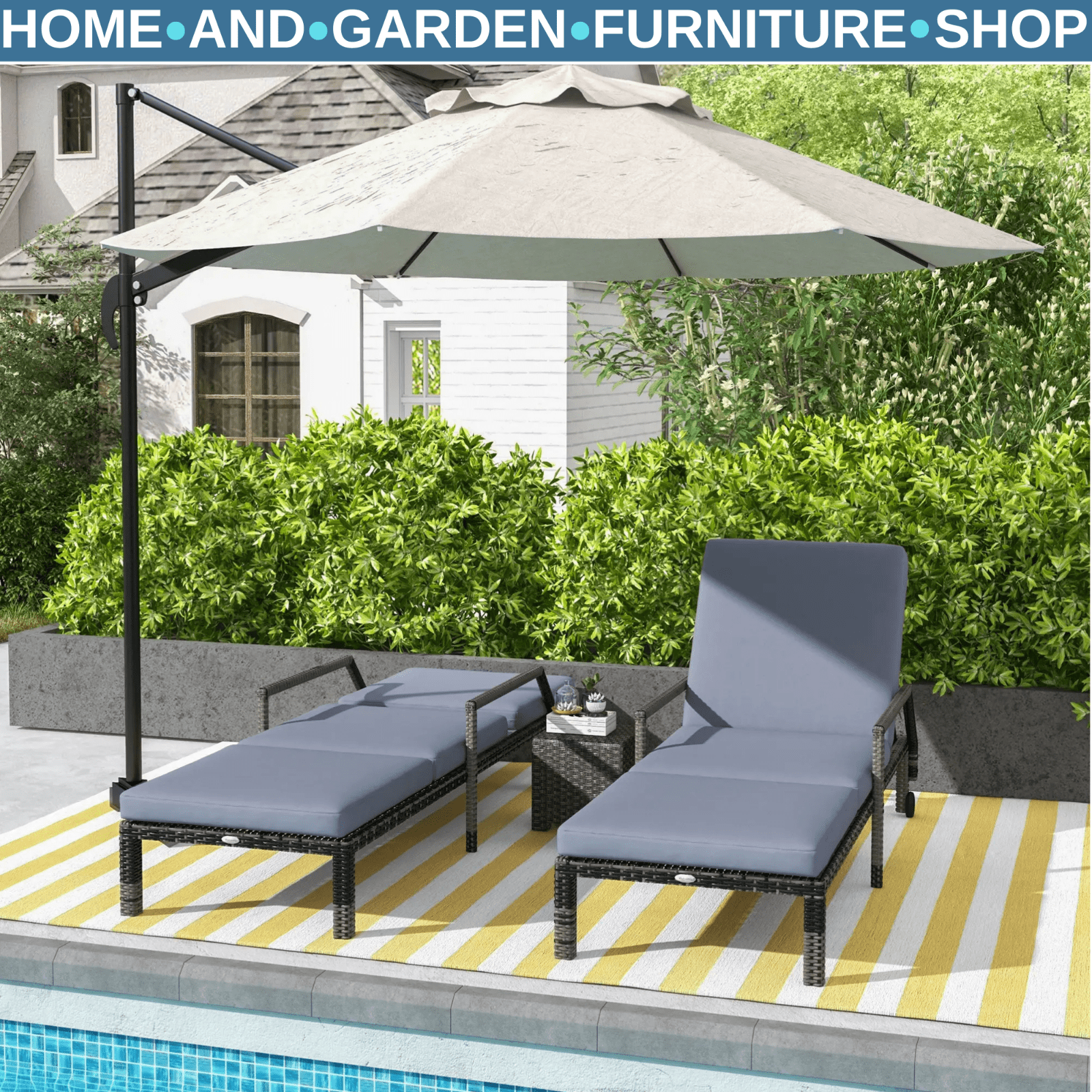 Outdoor Rattan Sun Lounger Set of 2 Adjustable Wicker Chaise Recliner Chairs - Home and Garden Furniture Shop - #rustic - furniture#