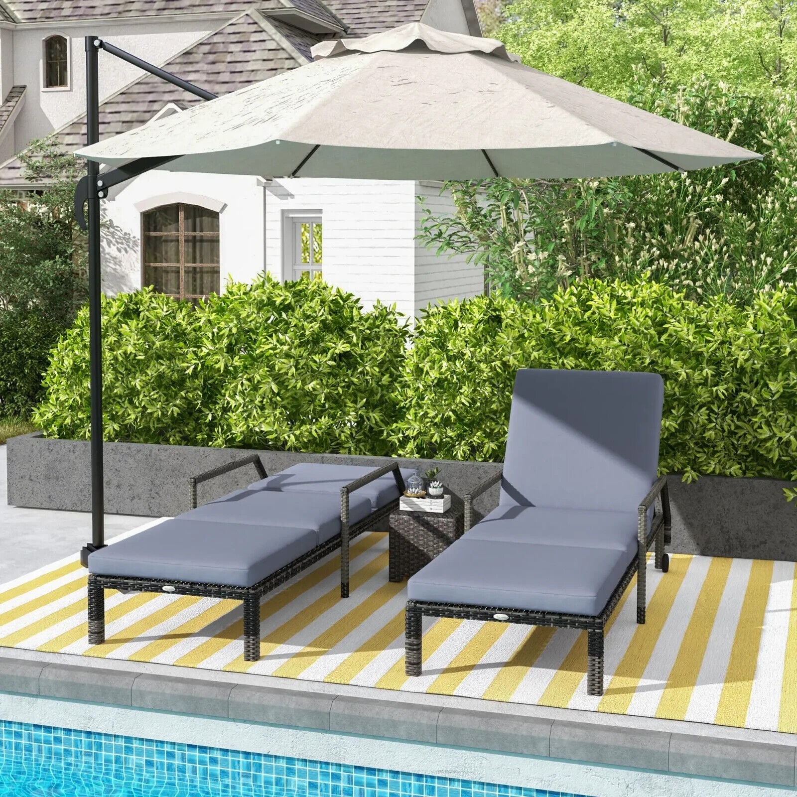 Outdoor Rattan Sun Lounger Set of 2 Adjustable Wicker Chaise Recliner Chairs - Home and Garden Furniture Shop - #rustic - furniture#