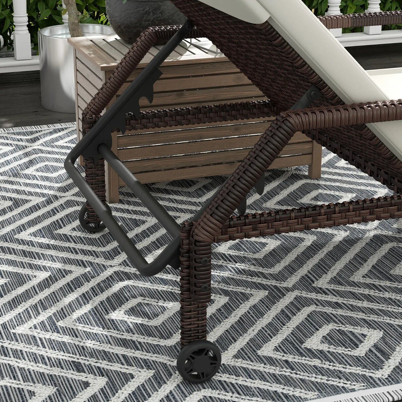 Outdoor Rattan Sun Lounger Set of 2 Adjustable Wicker Recliner Garden Chaise - Home and Garden Furniture Shop - #rustic - furniture#