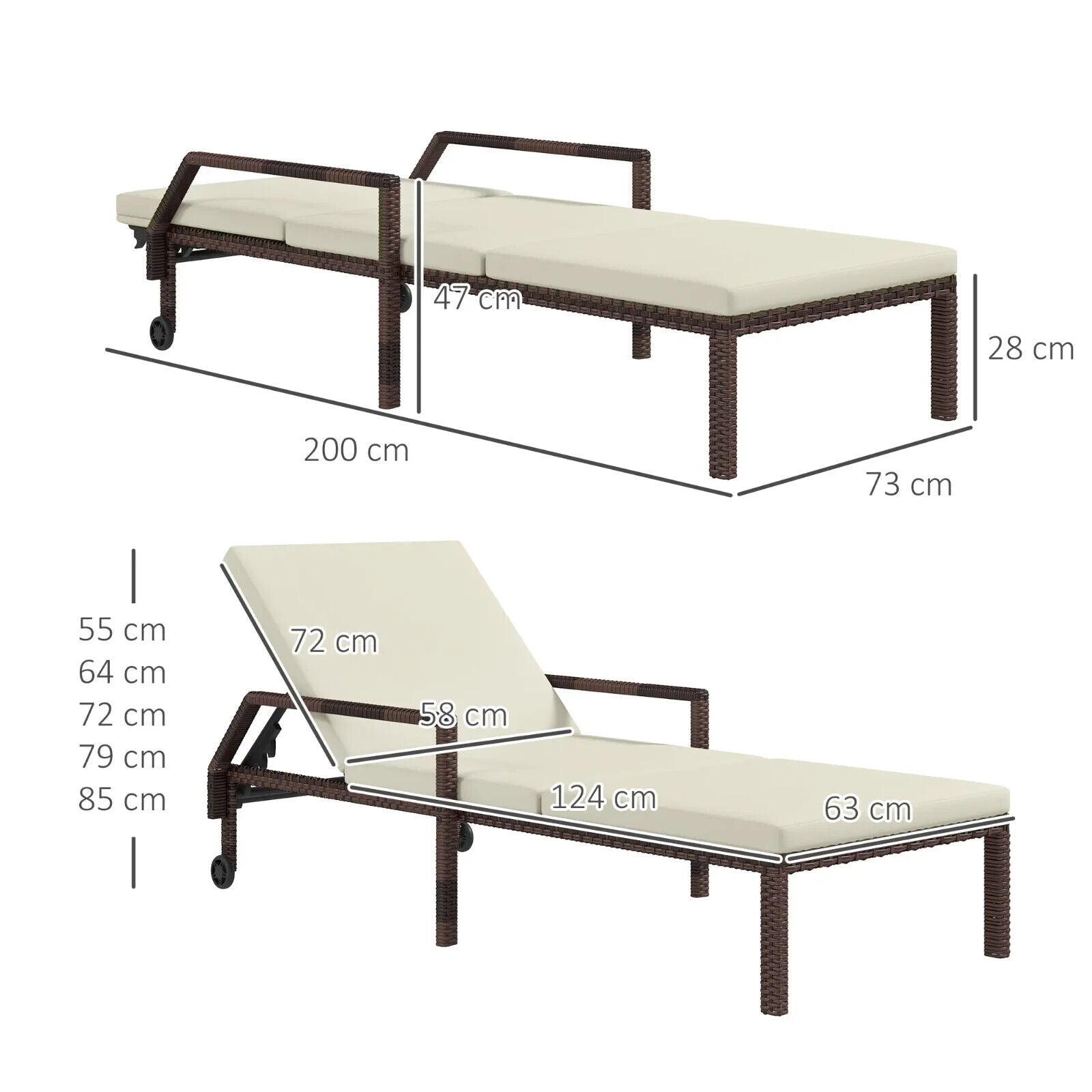 Outdoor Rattan Sun Lounger Set of 2 Adjustable Wicker Recliner Garden Chaise - Home and Garden Furniture Shop - #rustic - furniture#