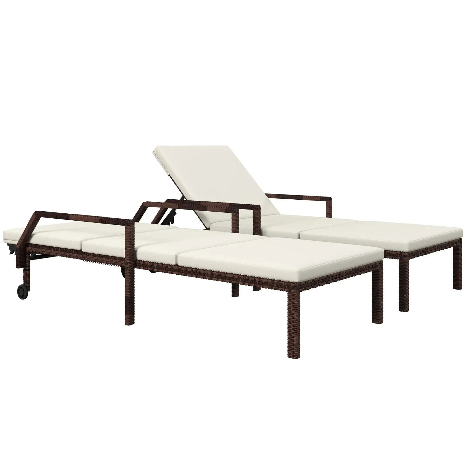 Outdoor Rattan Sun Lounger Set of 2 Adjustable Wicker Recliner Garden Chaise - Home and Garden Furniture Shop - #rustic - furniture#