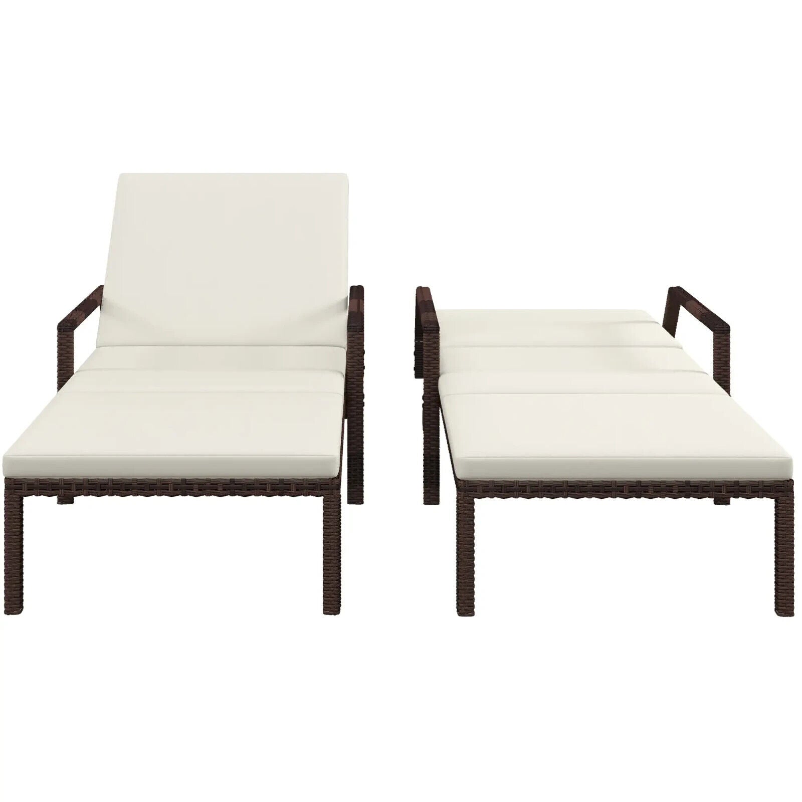 Outdoor Rattan Sun Lounger Set of 2 Adjustable Wicker Recliner Garden Chaise - Home and Garden Furniture Shop - #rustic - furniture#
