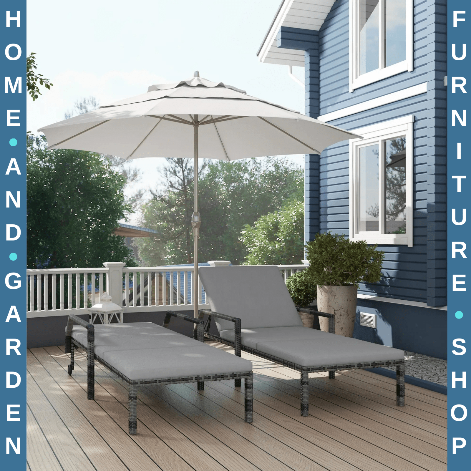 Outdoor Rattan Sun Lounger Set of 2 Adjustable Wicker Reclining Garden Chairs - Home and Garden Furniture Shop - #rustic - furniture#