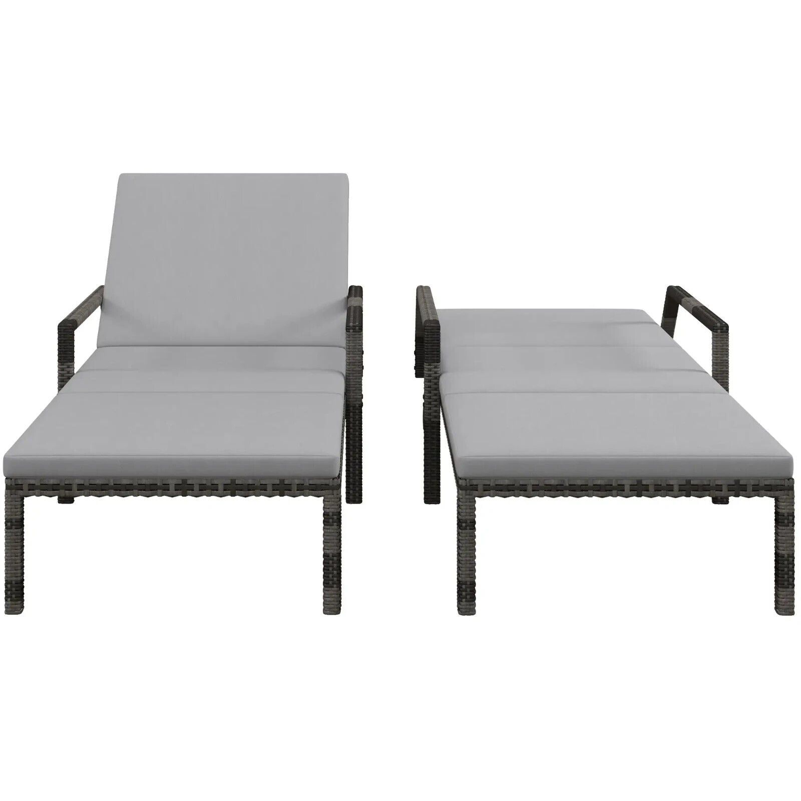 Outdoor Rattan Sun Lounger Set of 2 Adjustable Wicker Reclining Garden Chairs - Home and Garden Furniture Shop - #rustic - furniture#