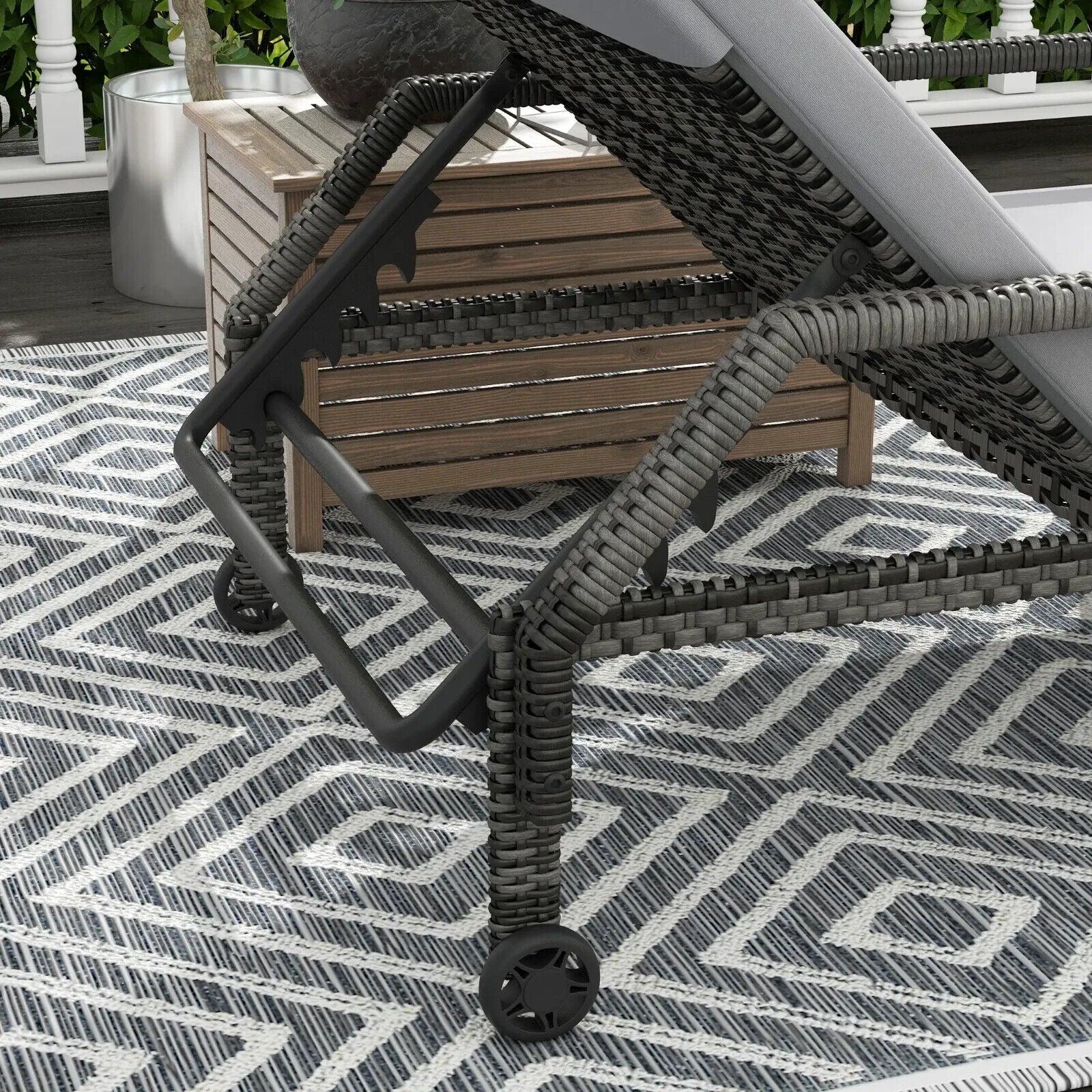Outdoor Rattan Sun Lounger Set of 2 Adjustable Wicker Reclining Garden Chairs - Home and Garden Furniture Shop - #rustic - furniture#