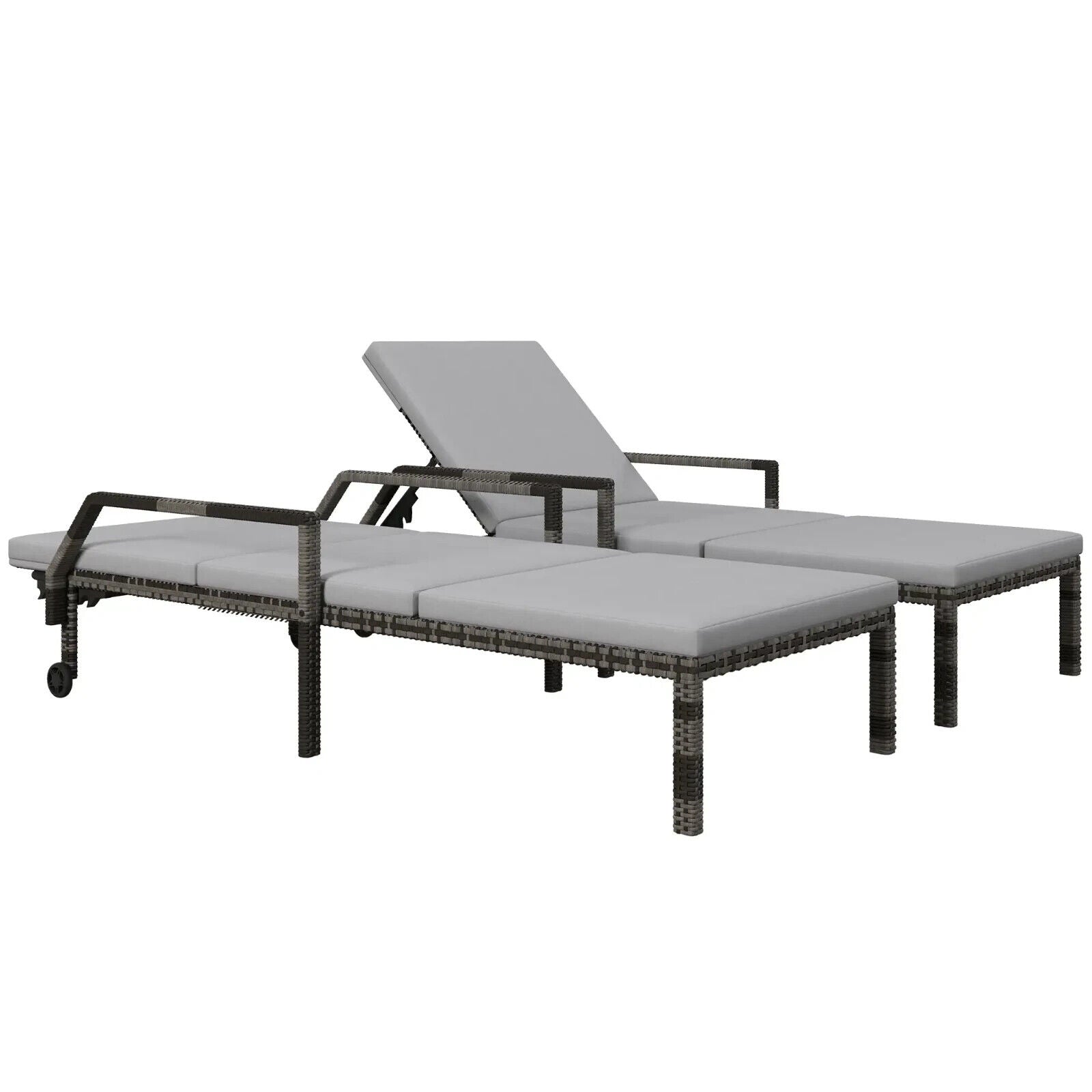 Outdoor Rattan Sun Lounger Set of 2 Adjustable Wicker Reclining Garden Chairs - Home and Garden Furniture Shop - #rustic - furniture#