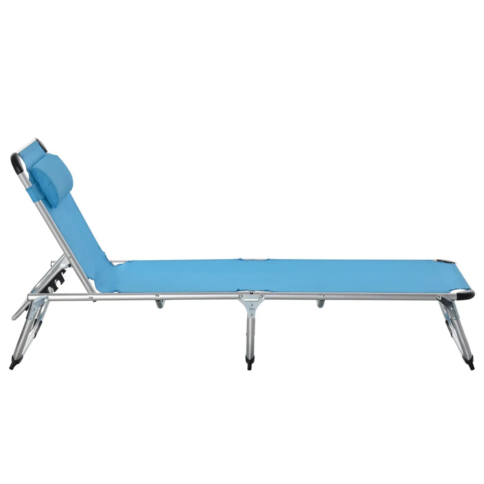 Outdoor Reclining Sun Lounger Chair With Pillow Aluminium Frame Garden Blue - Home and Garden Furniture Shop - #rustic - furniture#