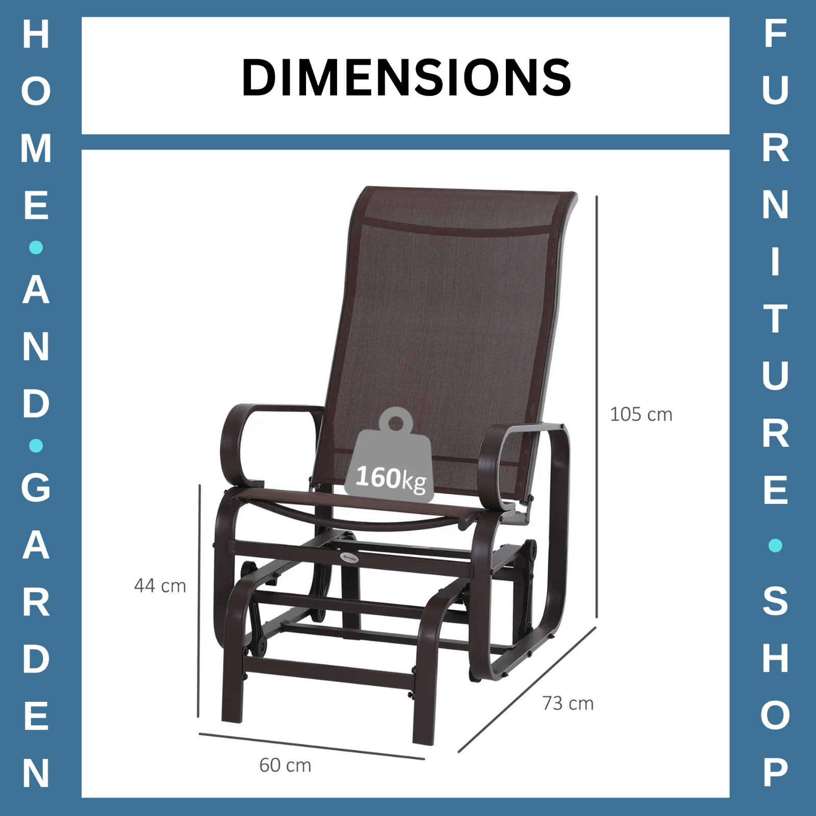 Outdoor Rocking Glider Chair Steel Frame Garden Lounger Seat Brown Armchair - Home and Garden Furniture Shop - rustic - furniture