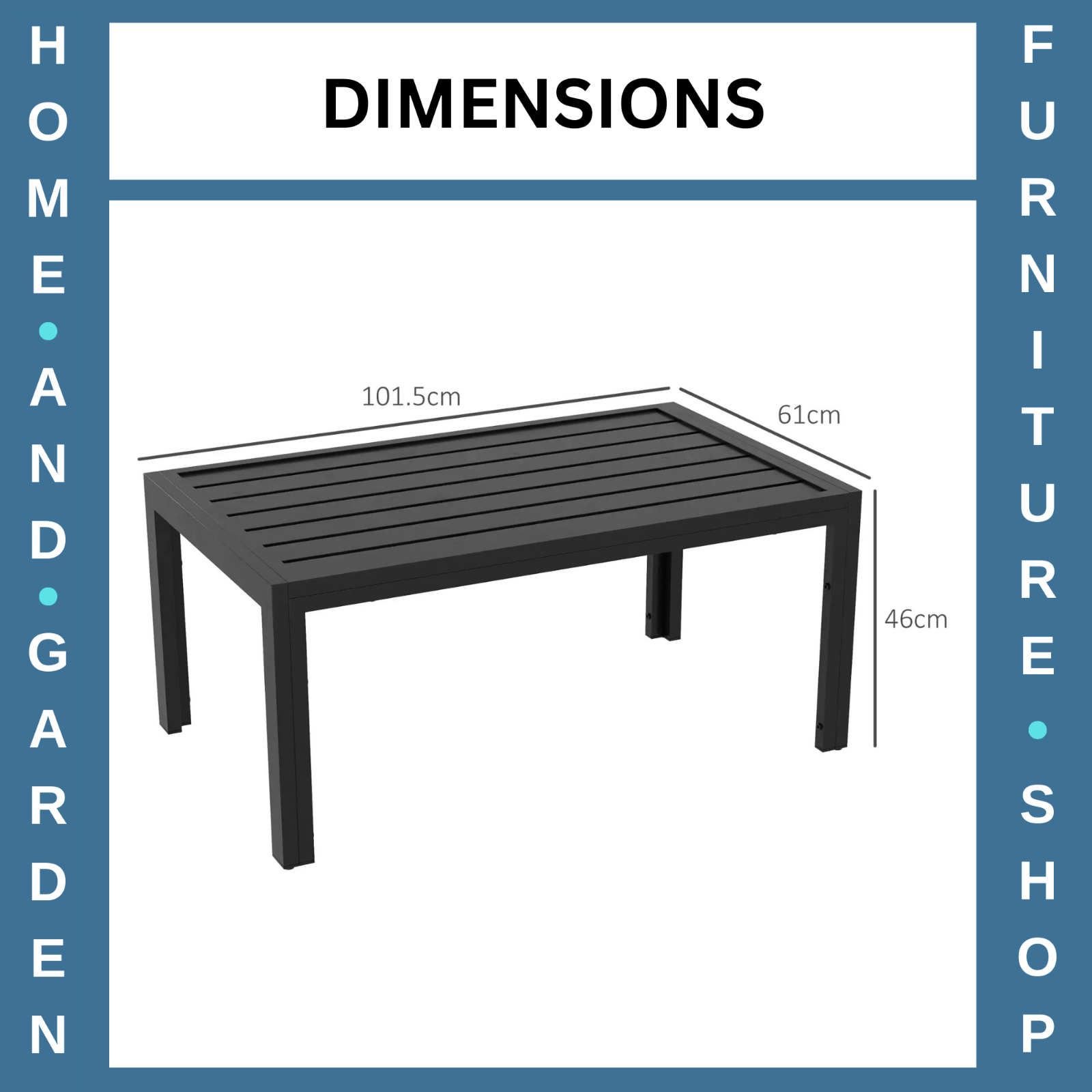 Outdoor Side Table Rectangular Patio Coffee Table with Steel Frame & Slat Table - Home and Garden Furniture Shop - rustic - furniture