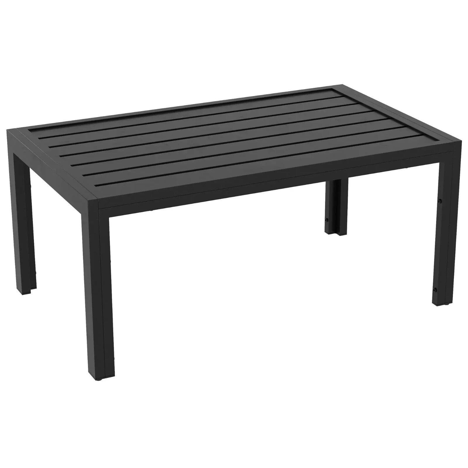 Outdoor Side Table Rectangular Patio Coffee Table with Steel Frame & Slat Table - Home and Garden Furniture Shop - rustic - furniture