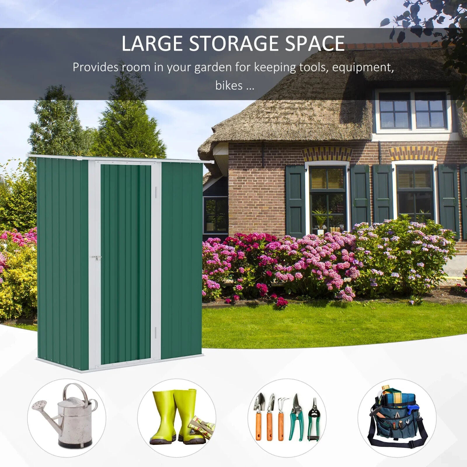 Outdoor Steel Storage Shed Garden Tool Shed with Lockable Door for Backyard Use - Home and Garden Furniture Shop - #rustic - furniture#