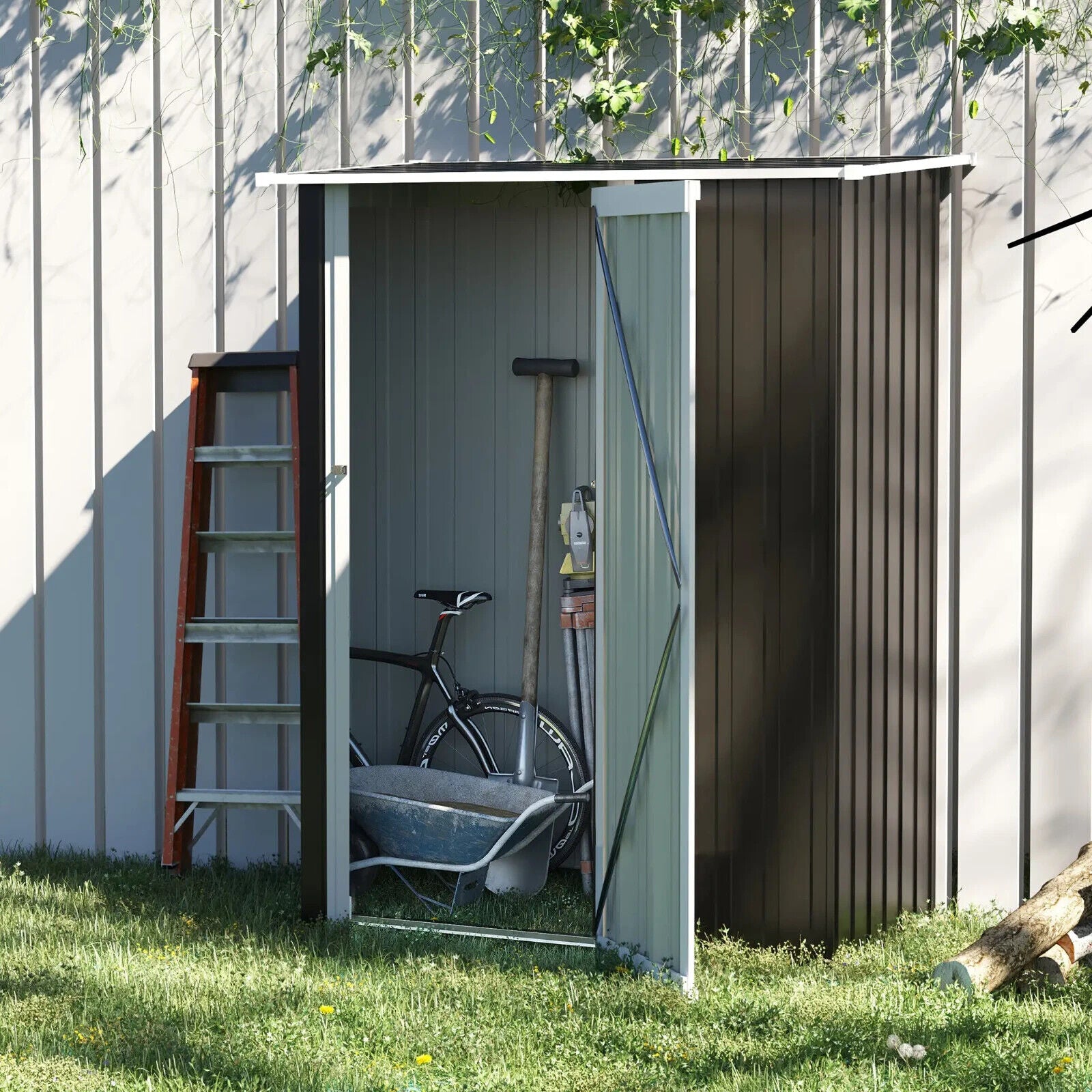 Outdoor Steel Storage Shed Garden Tool Shed with Lockable Door for Use Backyard - Home and Garden Furniture Shop - #rustic - furniture#