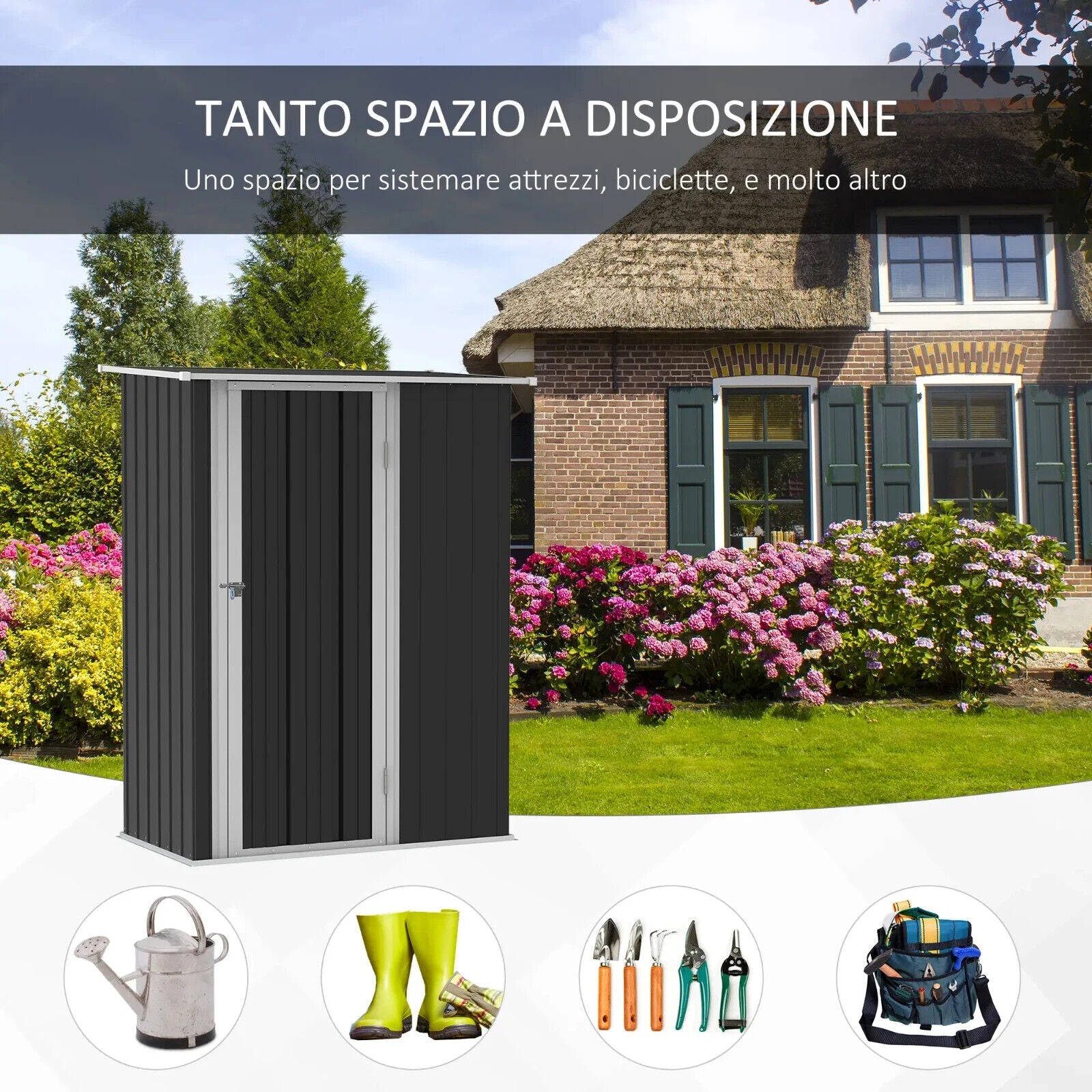 Outdoor Steel Storage Shed Garden Tool Shed with Lockable Door for Use Backyard - Home and Garden Furniture Shop - #rustic - furniture#