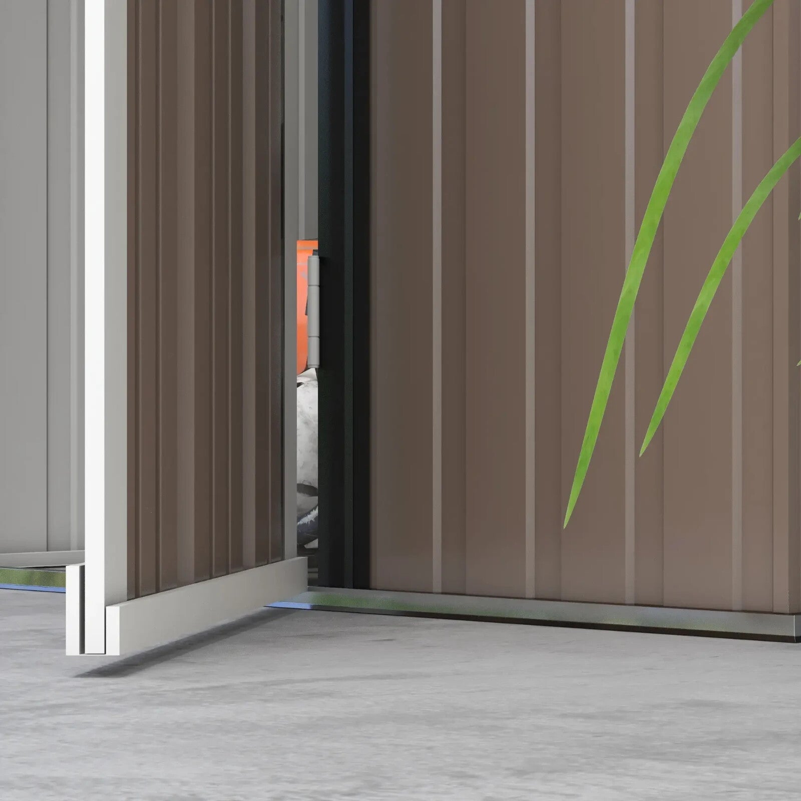 Outdoor Storage Shed Steel Garden Shed w/ Lockable Door Brown Patio Tool Shed - Home and Garden Furniture Shop - rustic - furniture