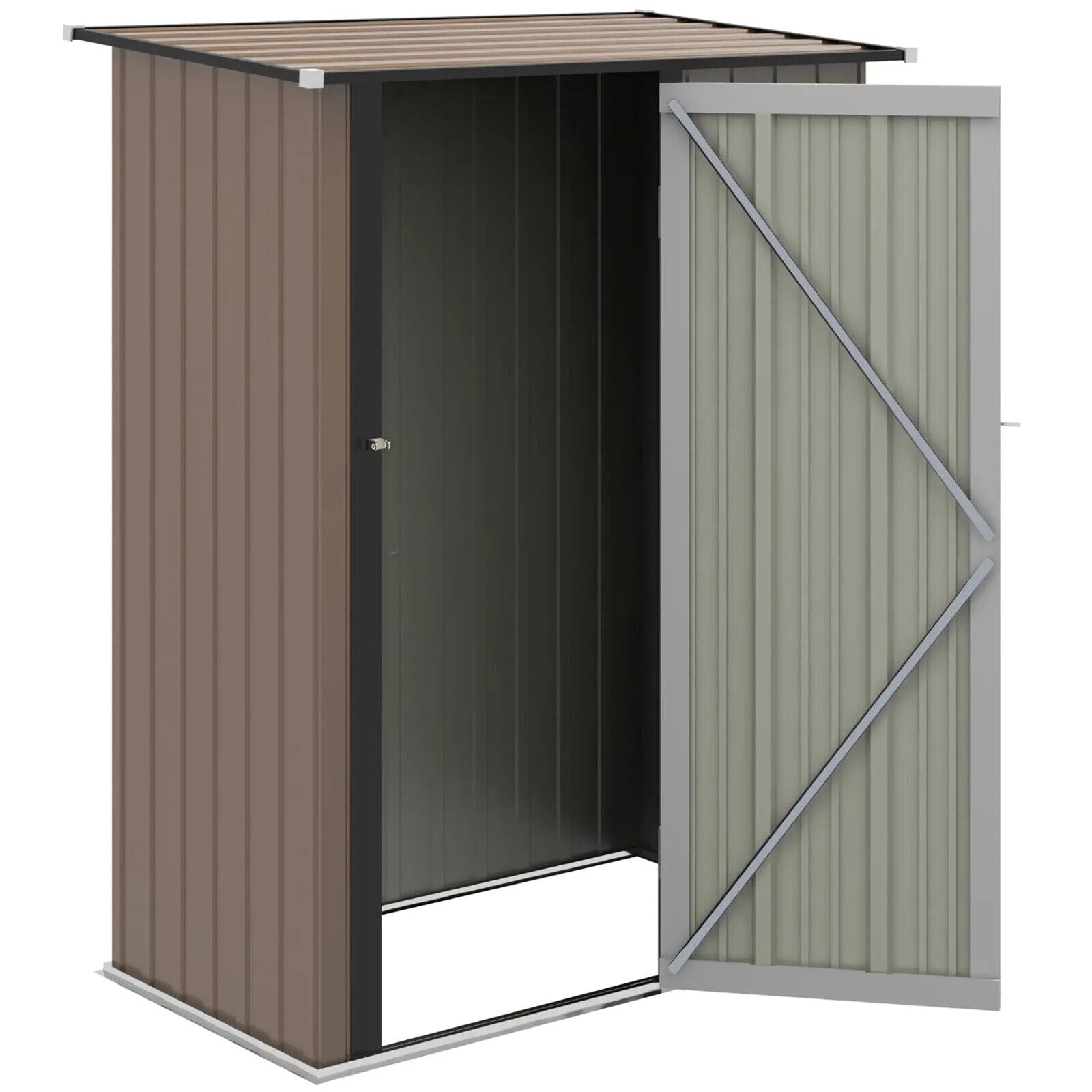 Outdoor Storage Shed Steel Garden Shed w/ Lockable Door Brown Patio Tool Shed - Home and Garden Furniture Shop - #rustic - furniture#