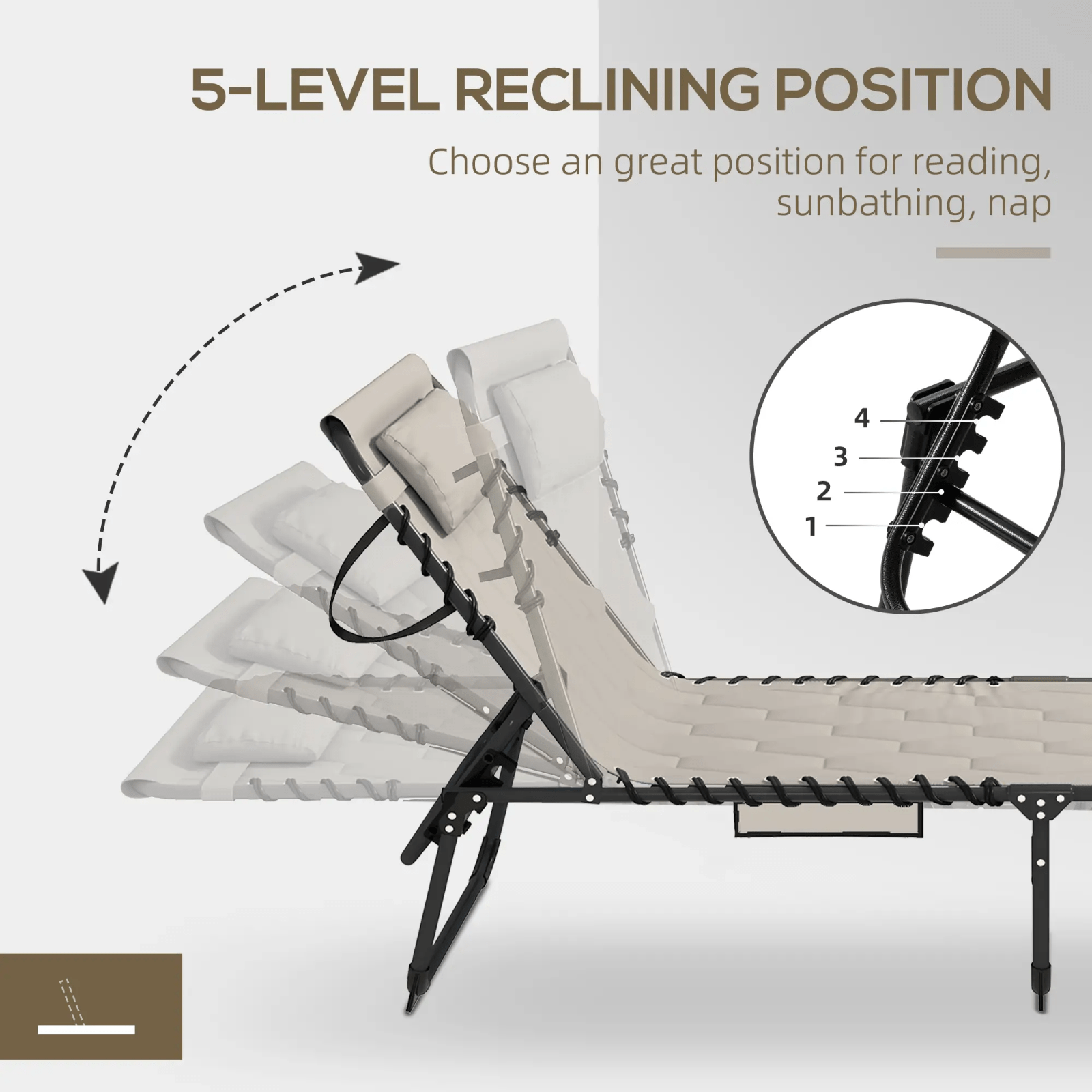Outdoor Sun Lounger Chair with Padded Seat Patio Recliner Chair Garden Day Bed - Home and Garden Furniture Shop - #rustic - furniture#
