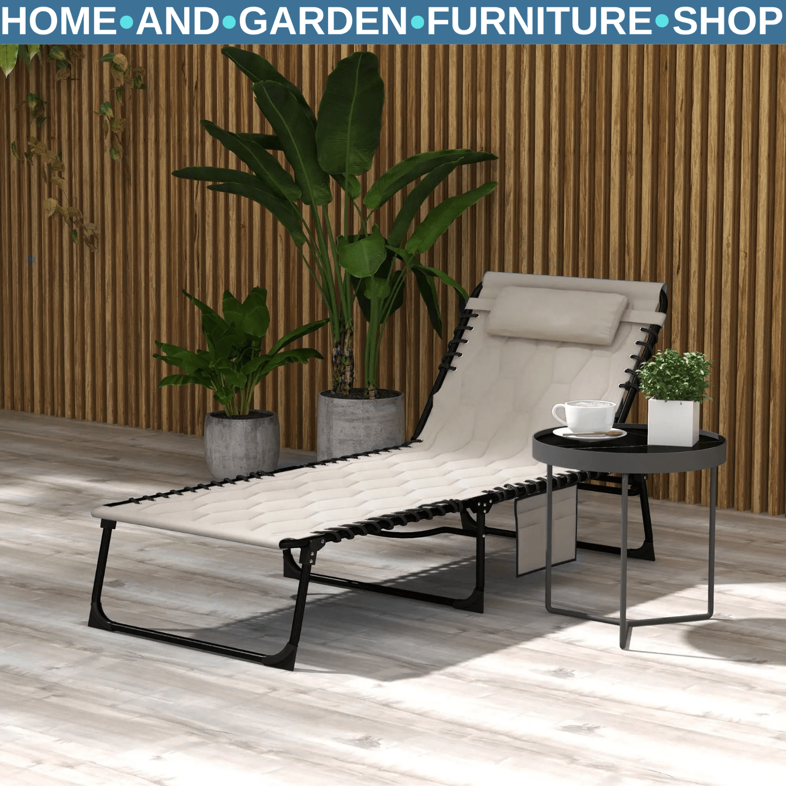 Outdoor Sun Lounger Chair with Padded Seat Patio Recliner Chair Garden Day Bed - Home and Garden Furniture Shop - #rustic - furniture#