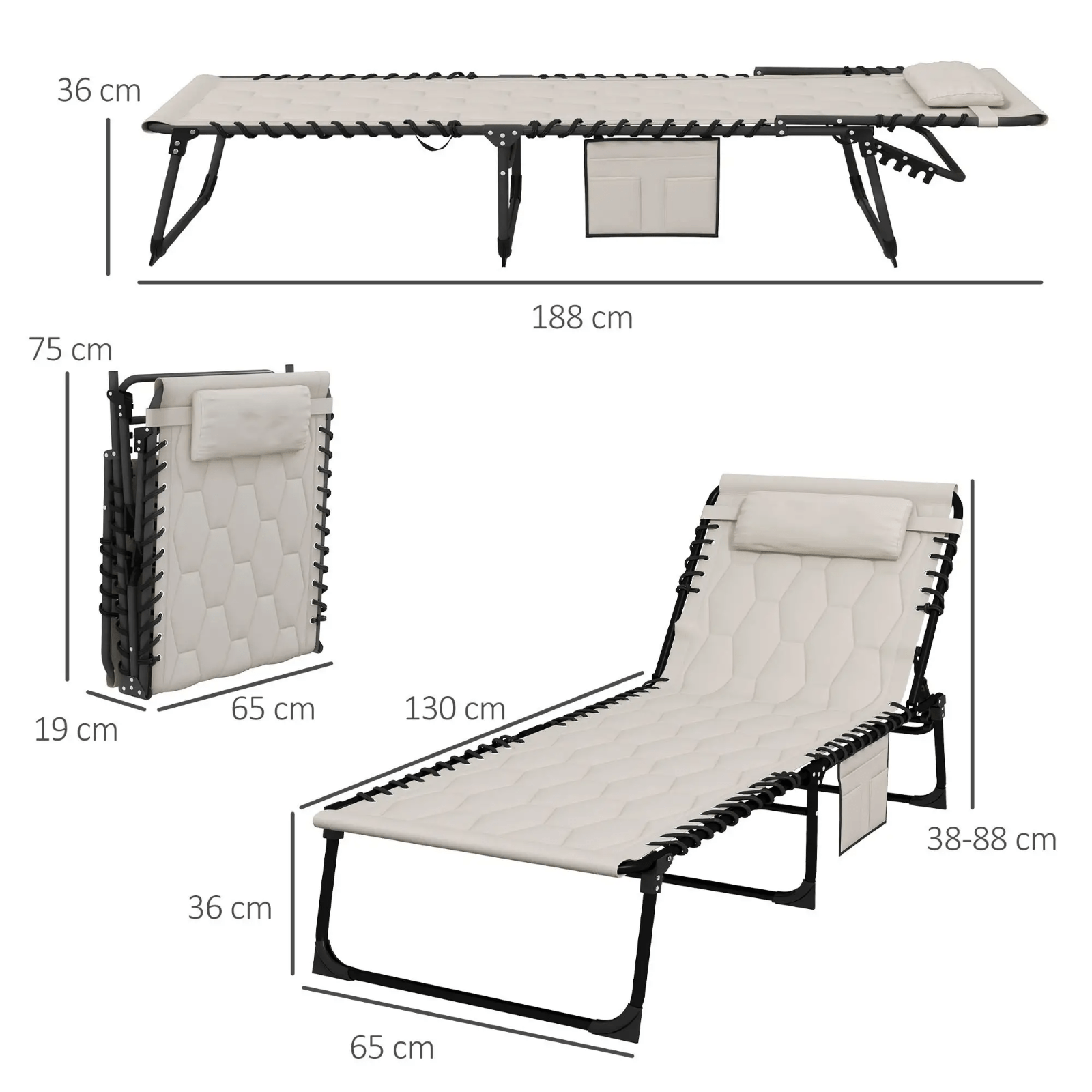 Outdoor Sun Lounger Chair with Padded Seat Patio Recliner Chair Garden Day Bed - Home and Garden Furniture Shop - #rustic - furniture#