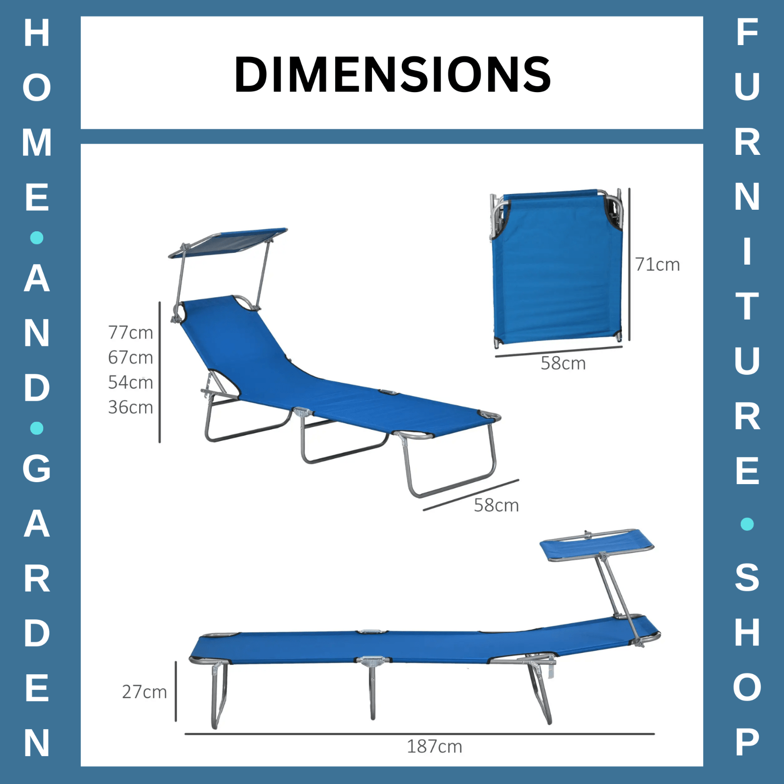 Outdoor Sun Lounger Recliner Chairs Set of 2 Foldable Day Bed Sun Canopy Patio - Home and Garden Furniture Shop - #rustic - furniture#