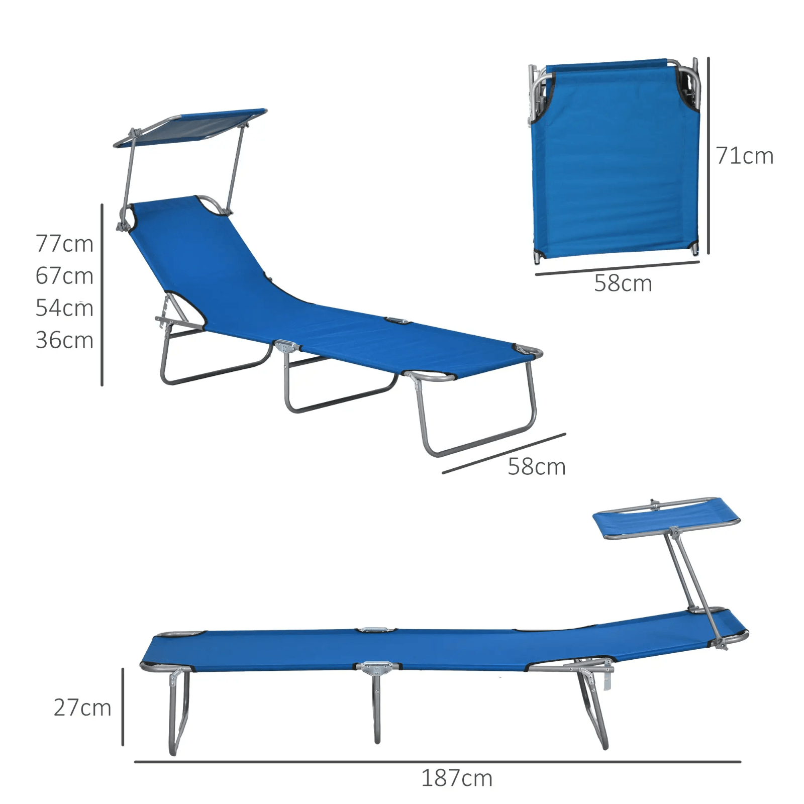 Outdoor Sun Lounger Recliner Chairs Set of 2 Foldable Day Bed Sun Canopy Patio - Home and Garden Furniture Shop - #rustic - furniture#