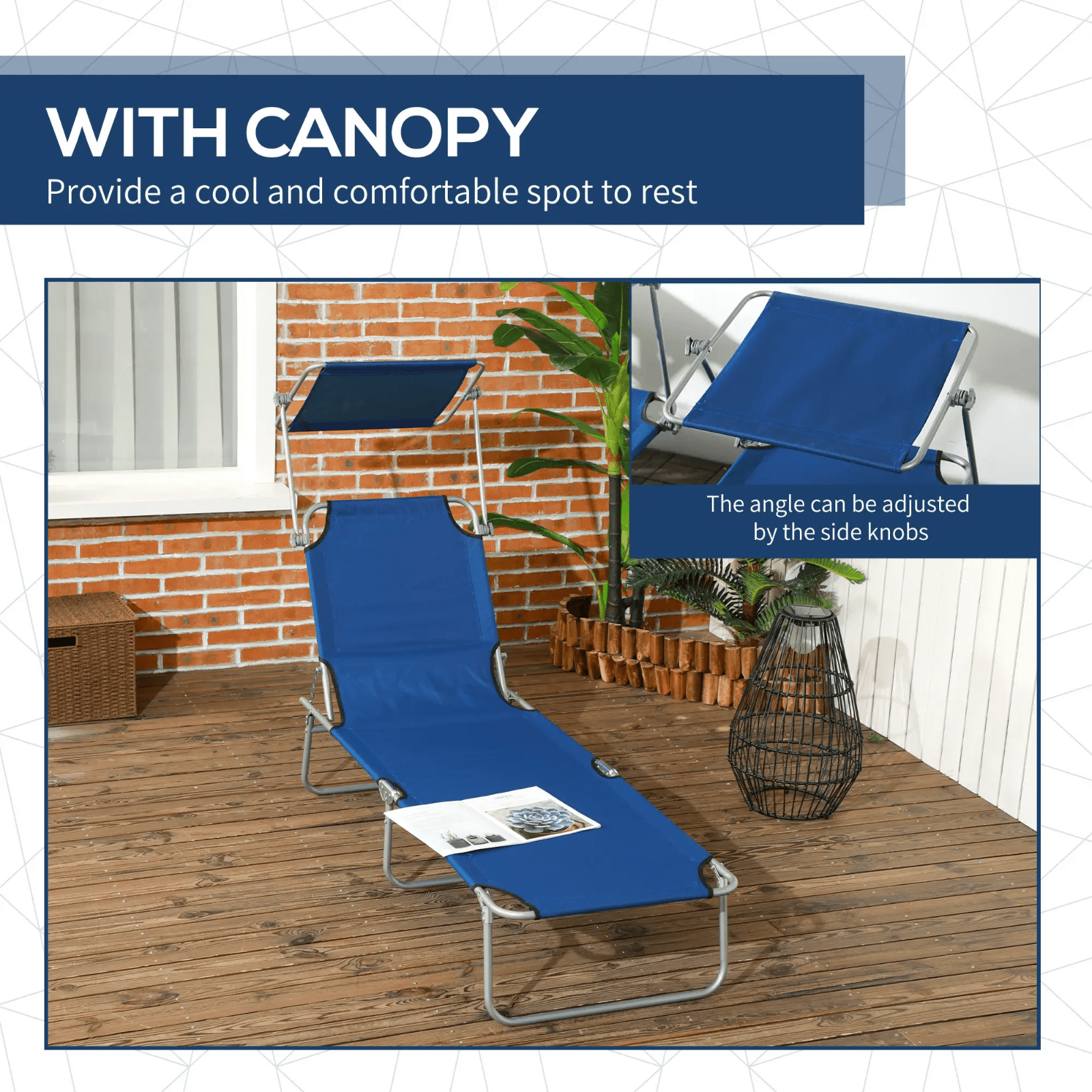 Outdoor Sun Lounger Recliner Chairs Set of 2 Foldable Day Bed Sun Canopy Patio - Home and Garden Furniture Shop - #rustic - furniture#