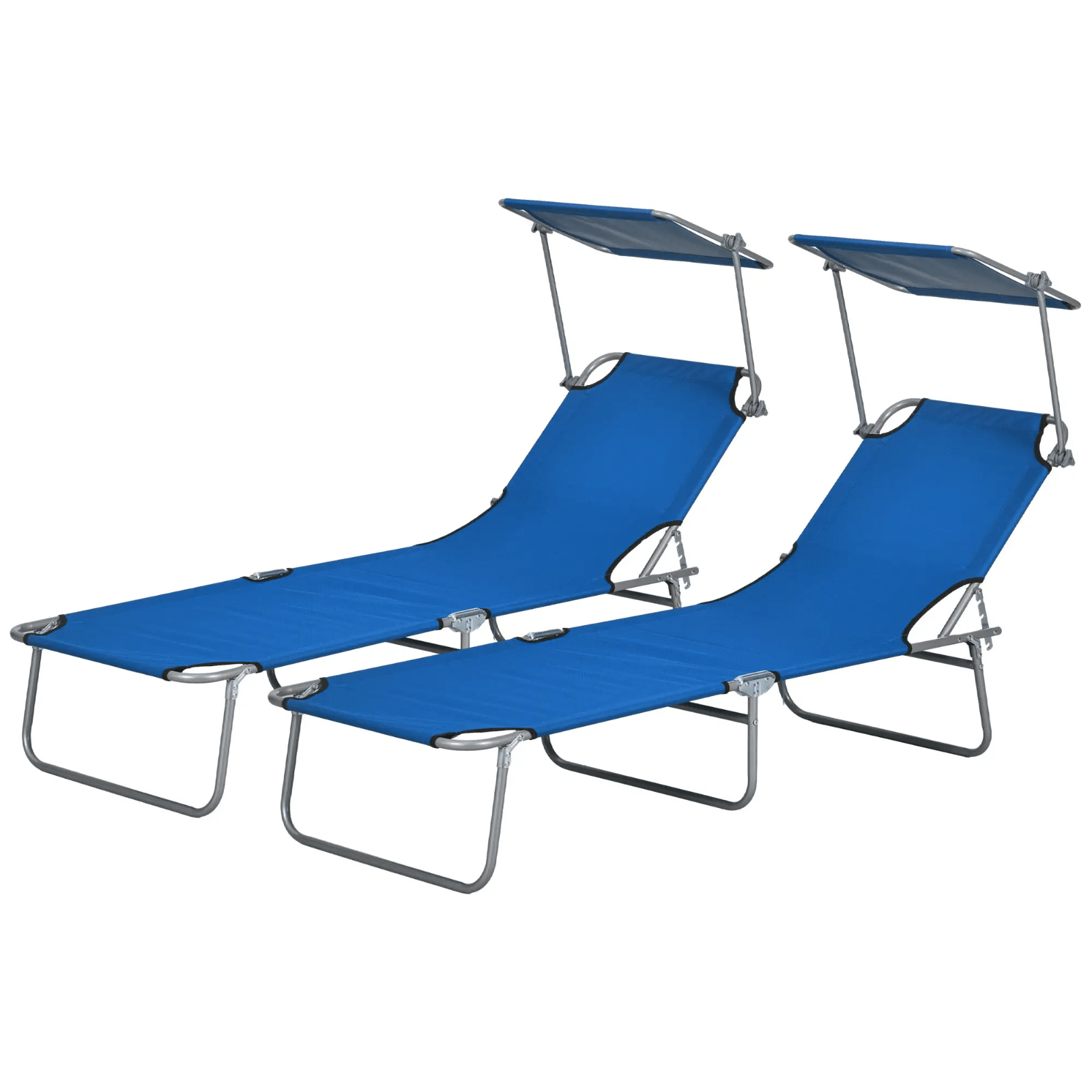 Outdoor Sun Lounger Recliner Chairs Set of 2 Foldable Day Bed Sun Canopy Patio - Home and Garden Furniture Shop - #rustic - furniture#