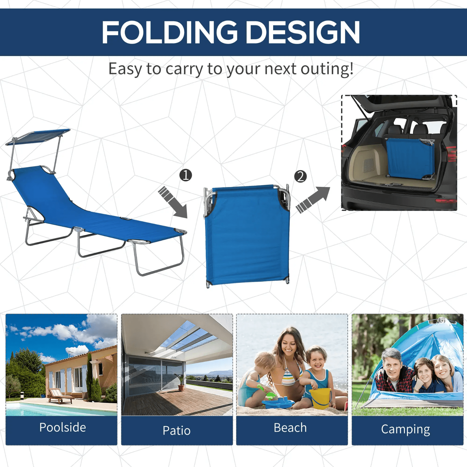 Outdoor Sun Lounger Recliner Chairs Set of 2 Foldable Day Bed Sun Canopy Patio - Home and Garden Furniture Shop - #rustic - furniture#