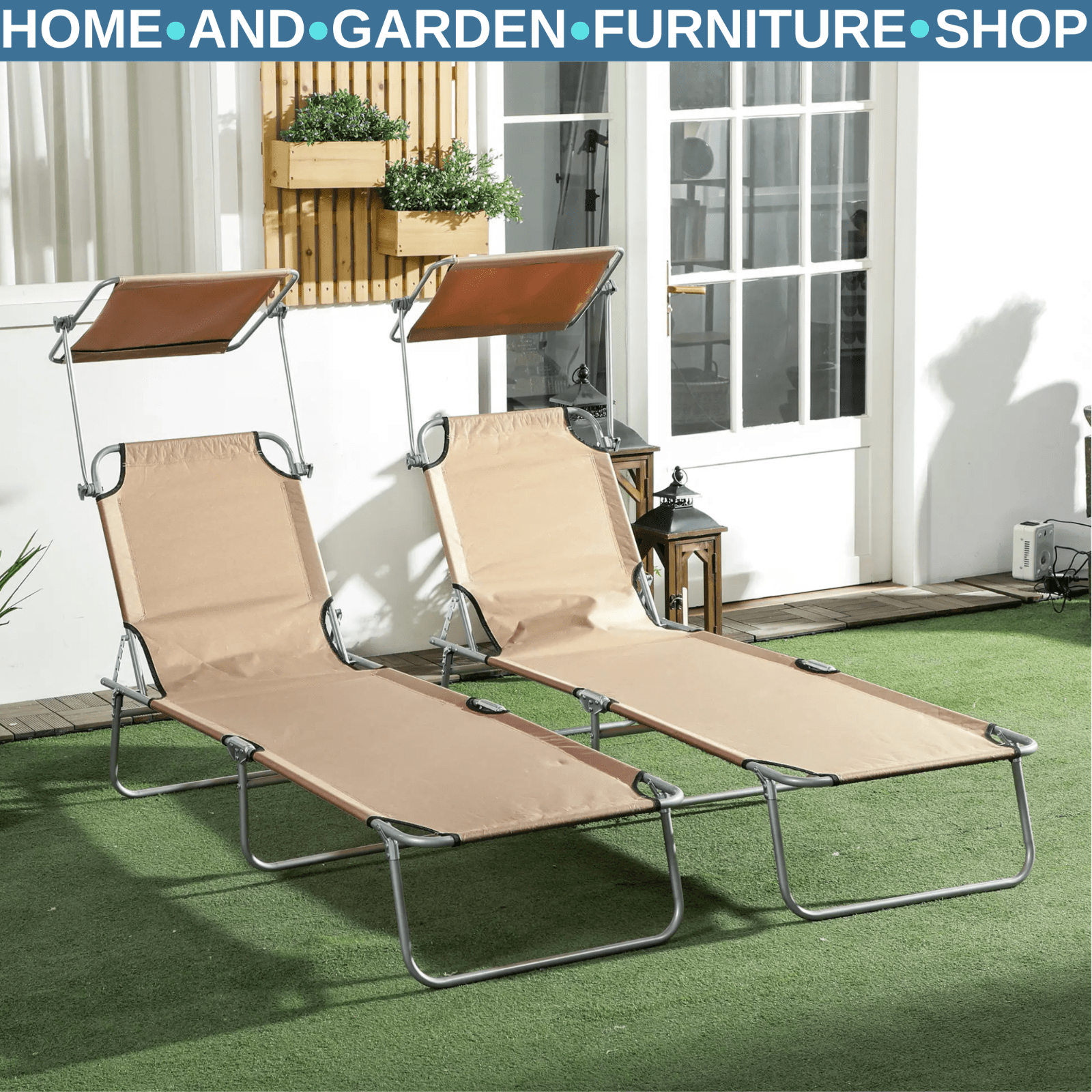 Outdoor Sun Lounger Recliner Chairs Set of 2 Foldable Garden Chairs Day Bed Set - Home and Garden Furniture Shop - #rustic - furniture#