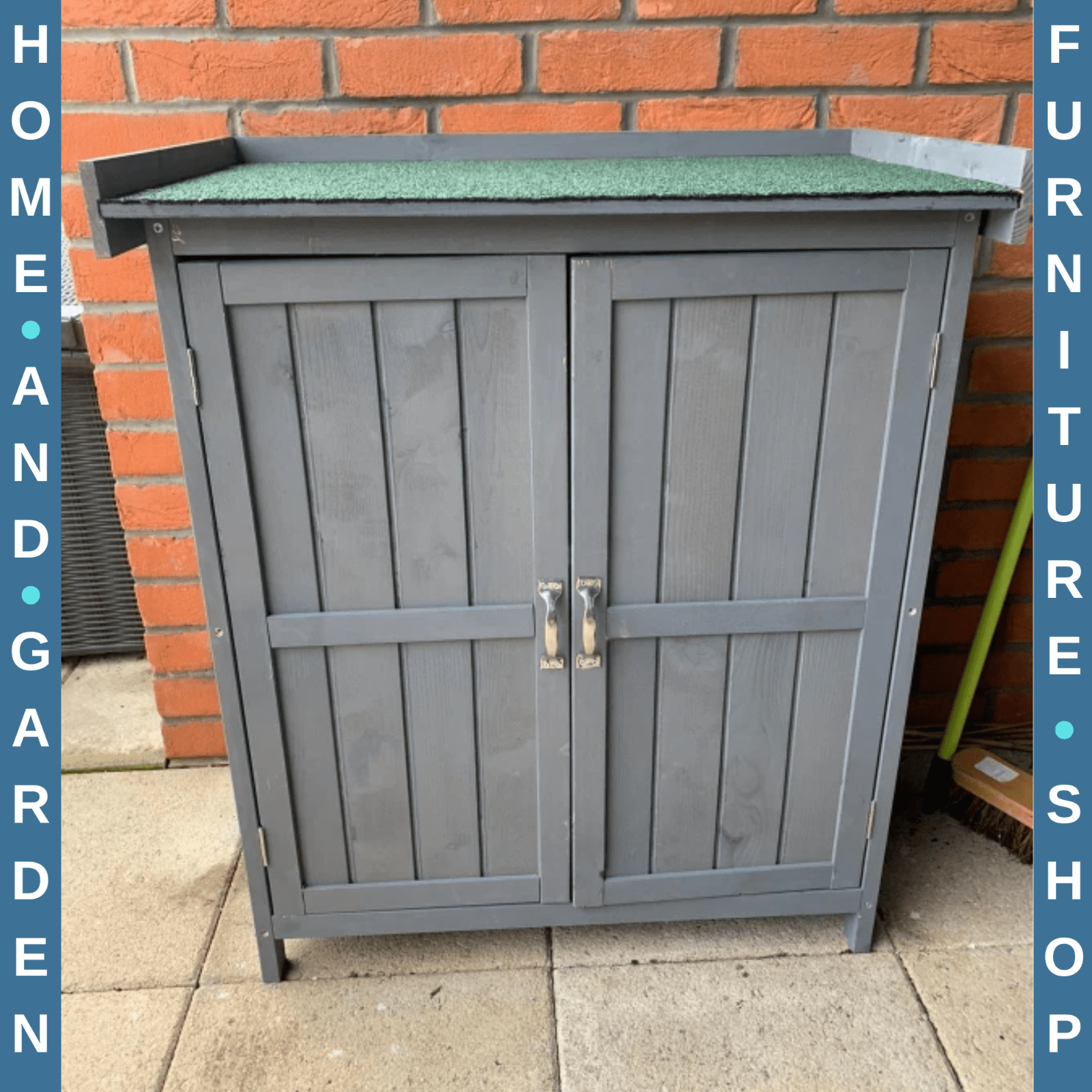 Outdoor Wooden Storage Shed Garden Tool Box Hinged Roof Doors Grey for Gardening - Home and Garden Furniture Shop - rustic - furniture