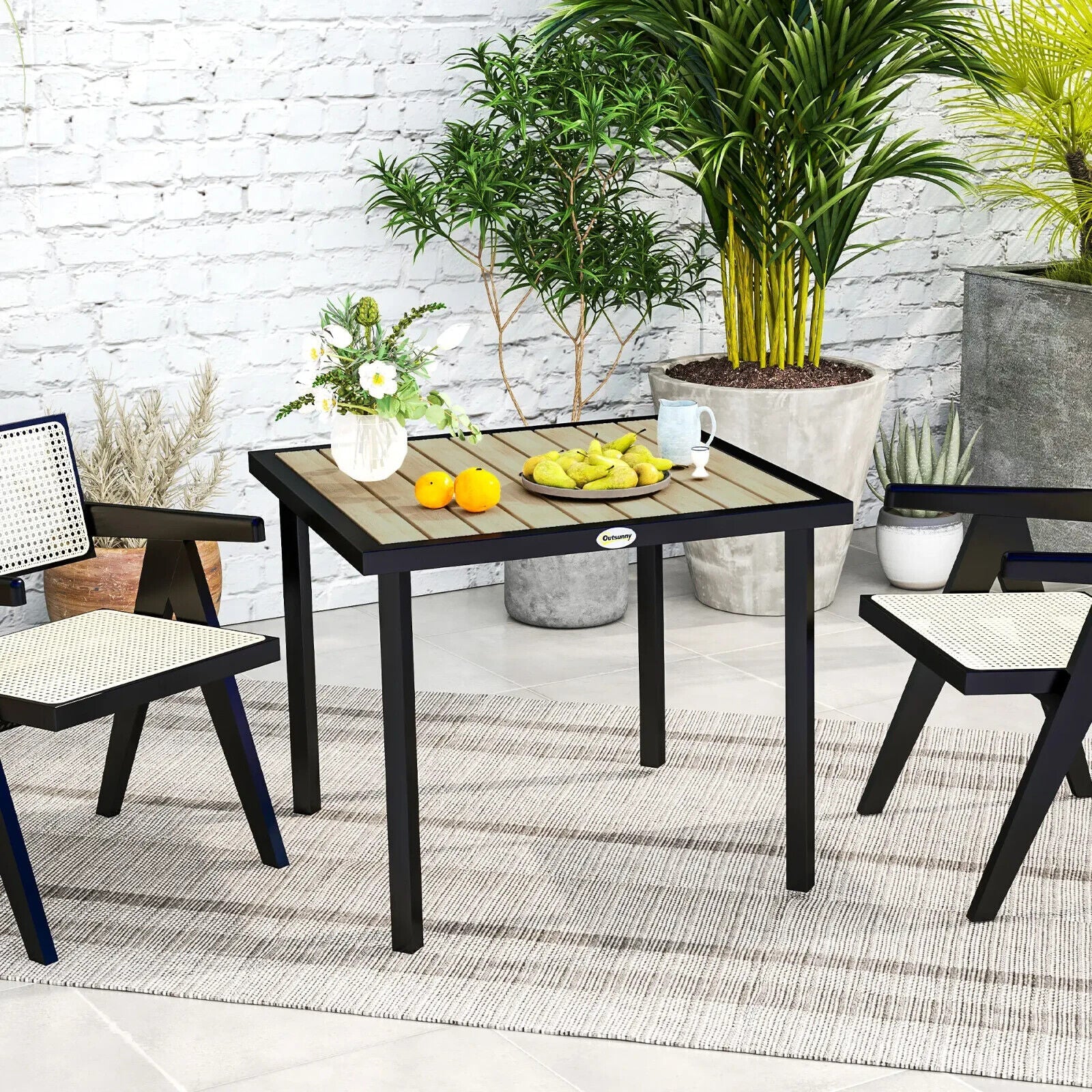 Outsunny Garden Table for 4 Person with 5.4cm Parasol Hole, Brown - Home and Garden Furniture Shop - #rustic - furniture#