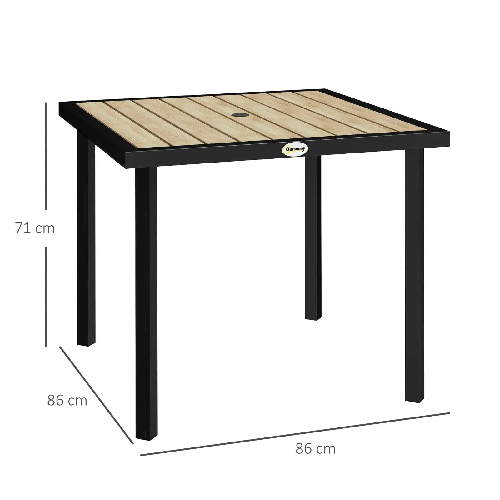 Outsunny Garden Table for 4 Person with 5.4cm Parasol Hole, Brown - Home and Garden Furniture Shop - #rustic - furniture#
