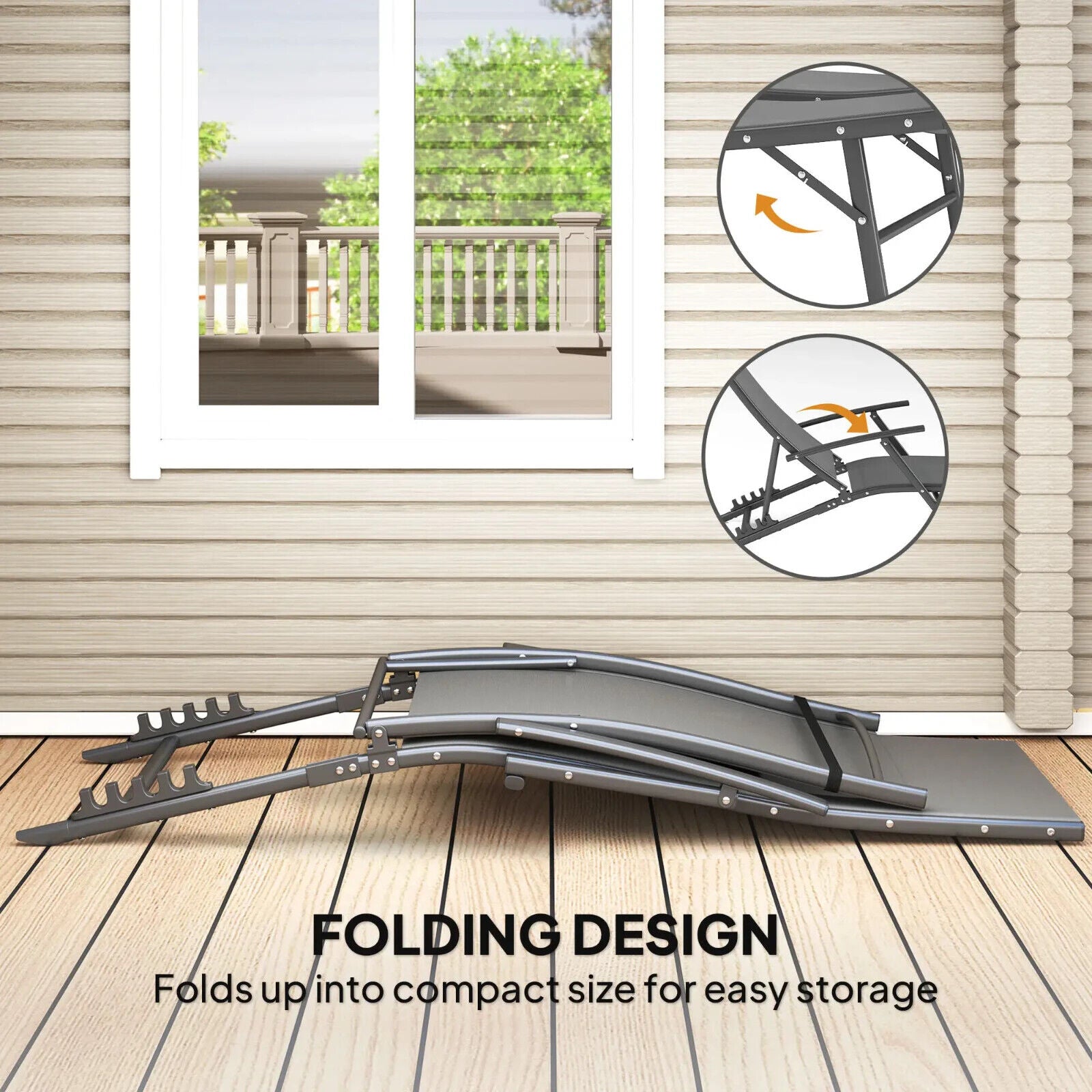 Outsunny Set of 2 Garden Sun Loungers, Folding Chaise Lounge Chairs, Grey - Home and Garden Furniture Shop - #rustic - furniture#