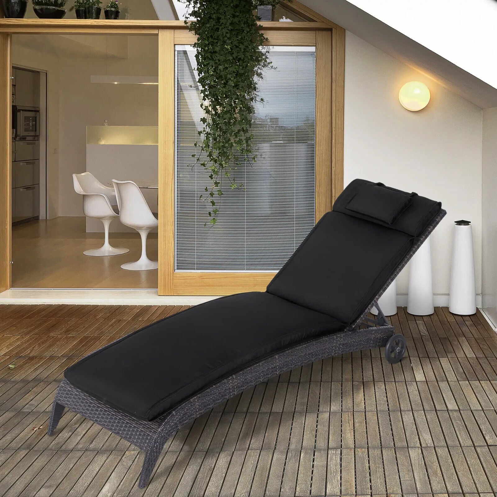 Padded Sun Lounger Cushion 198L cm Outdoor Garden Recliner Seat Mat Pad - Home and Garden Furniture Shop - #rustic - furniture#