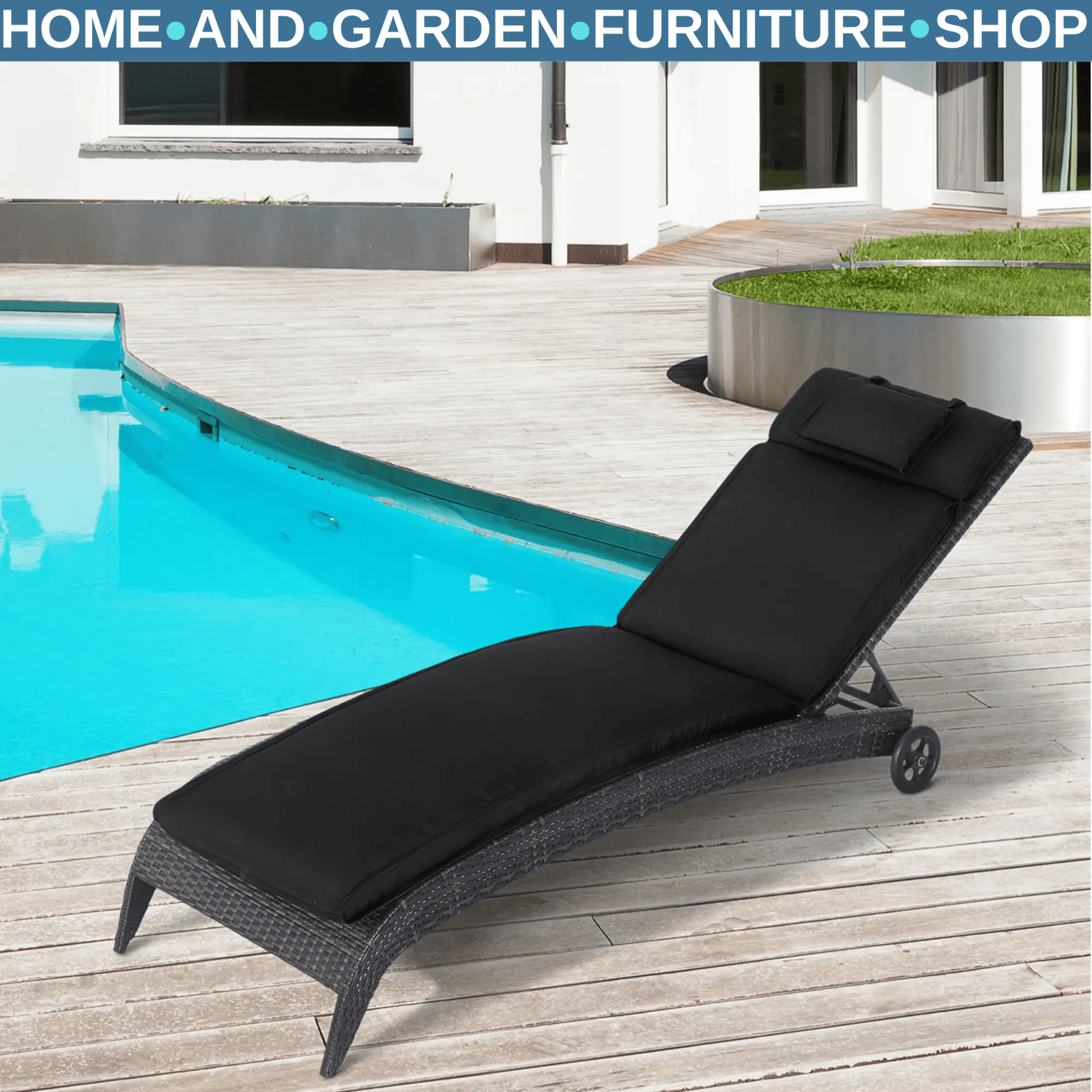 Padded Sun Lounger Cushion 198L cm Outdoor Garden Recliner Seat Mat Pad - Home and Garden Furniture Shop - #rustic - furniture#
