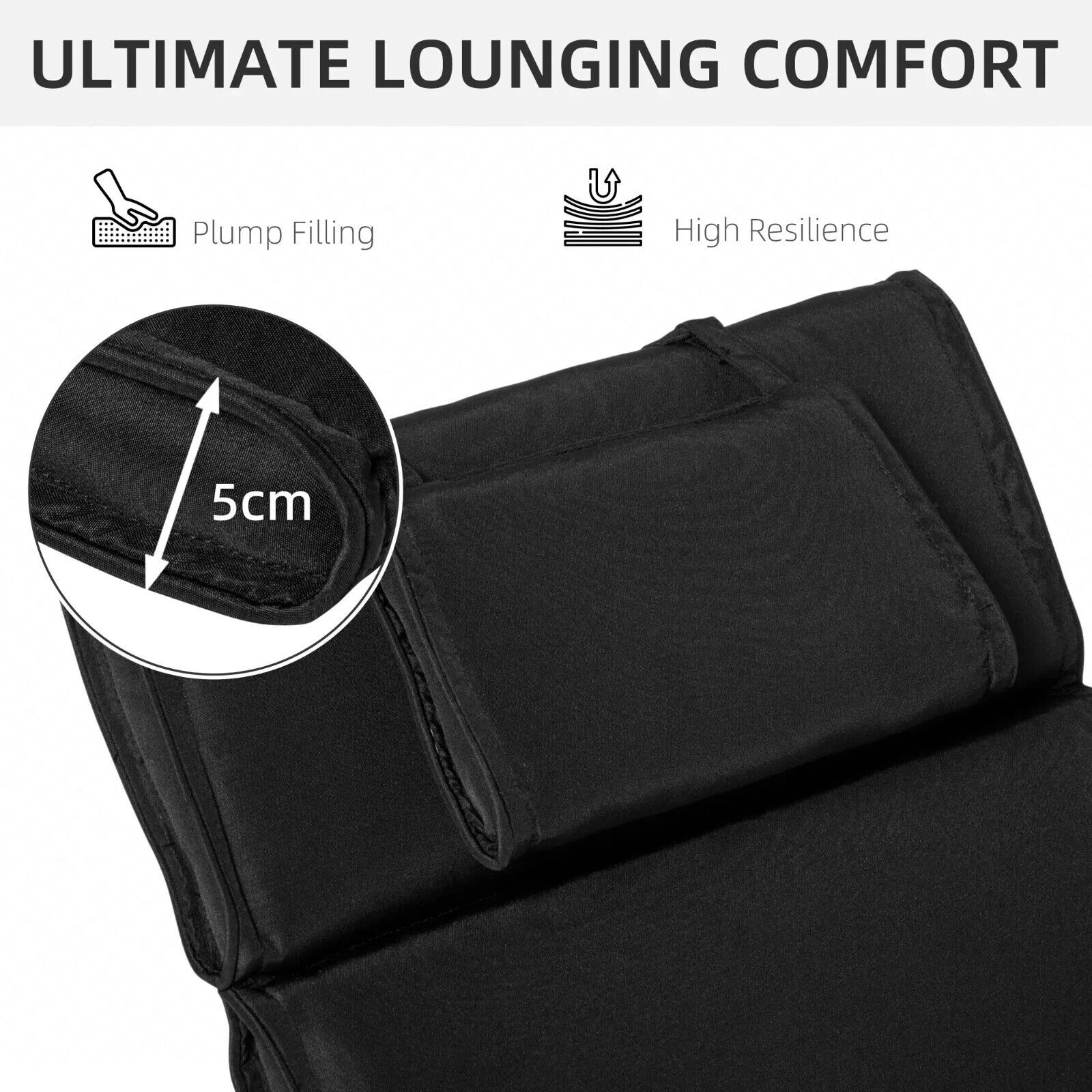 Padded Sun Lounger Cushion 198L cm Outdoor Garden Recliner Seat Mat Pad - Home and Garden Furniture Shop - #rustic - furniture#