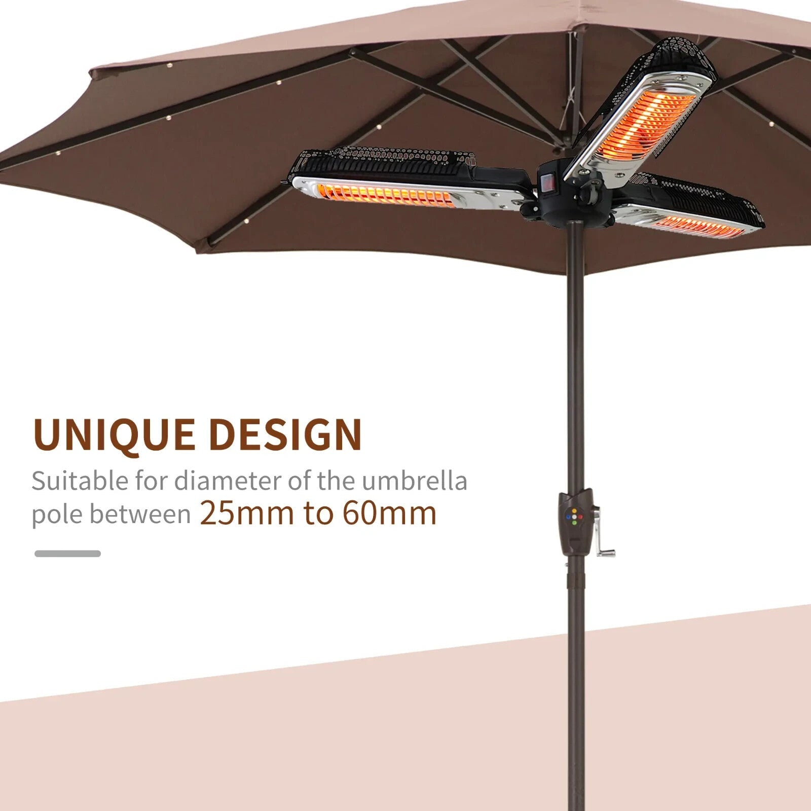 Parasol Heater Electric Infrared Aluminum Quartz 2000W Gazebo Umbrella Mounted - Home and Garden Furniture Shop - rustic - furniture