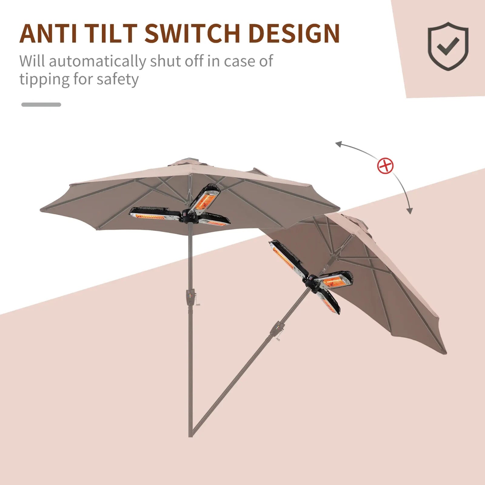 Parasol Heater Electric Infrared Aluminum Quartz 2000W Gazebo Umbrella Mounted - Home and Garden Furniture Shop - rustic - furniture