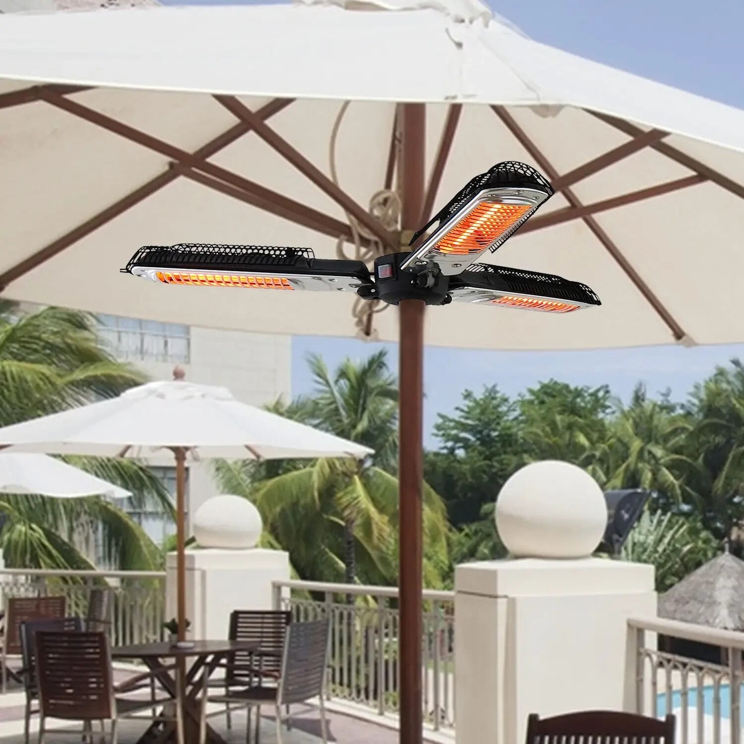 Parasol Heater Electric Infrared Aluminum Quartz 2000W Gazebo Umbrella Mounted - Home and Garden Furniture Shop - rustic - furniture