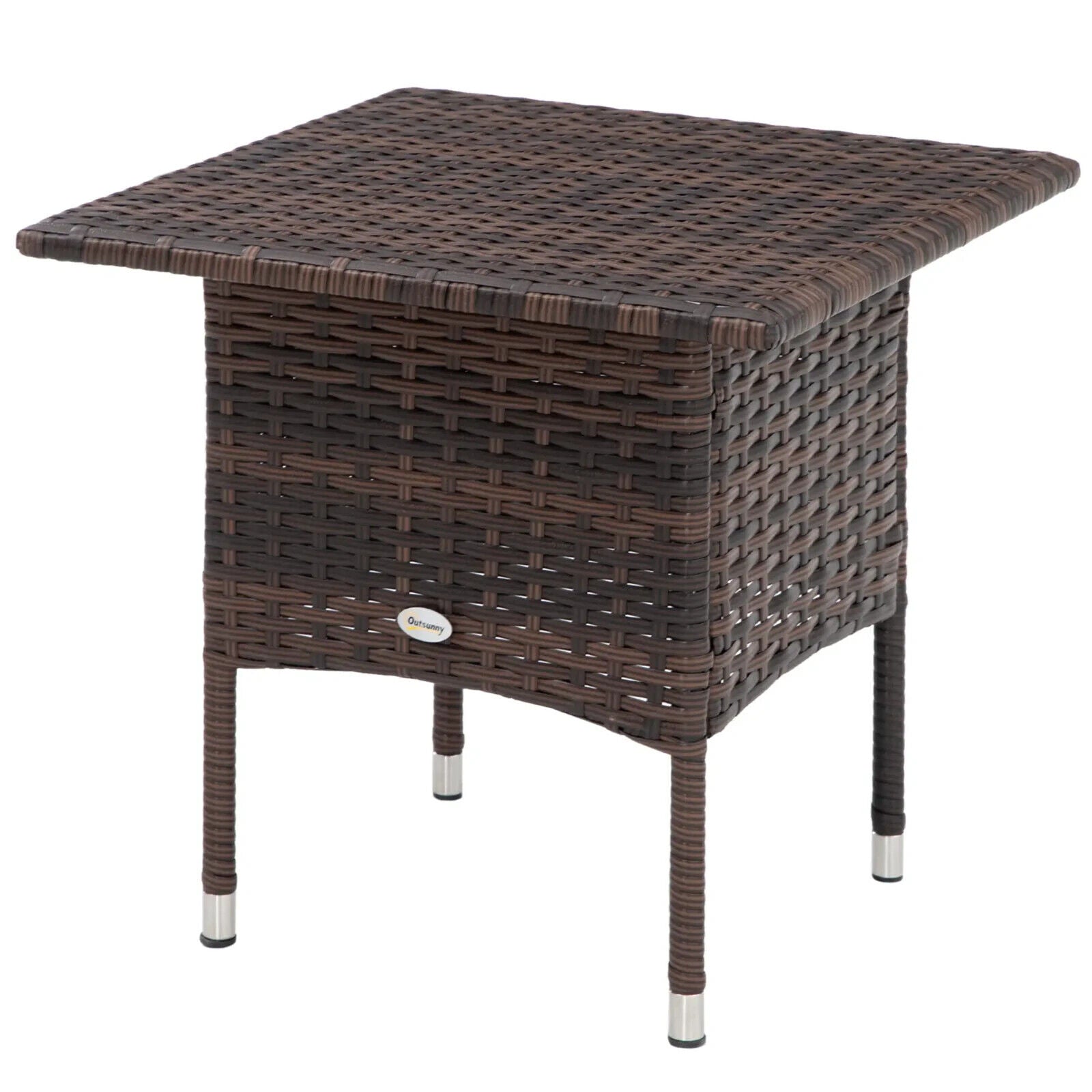 PE Rattan Outdoor Coffee Table 50cmx50cmx47cm Easy Match Garden Side Table Brown - Home and Garden Furniture Shop - #rustic - furniture#