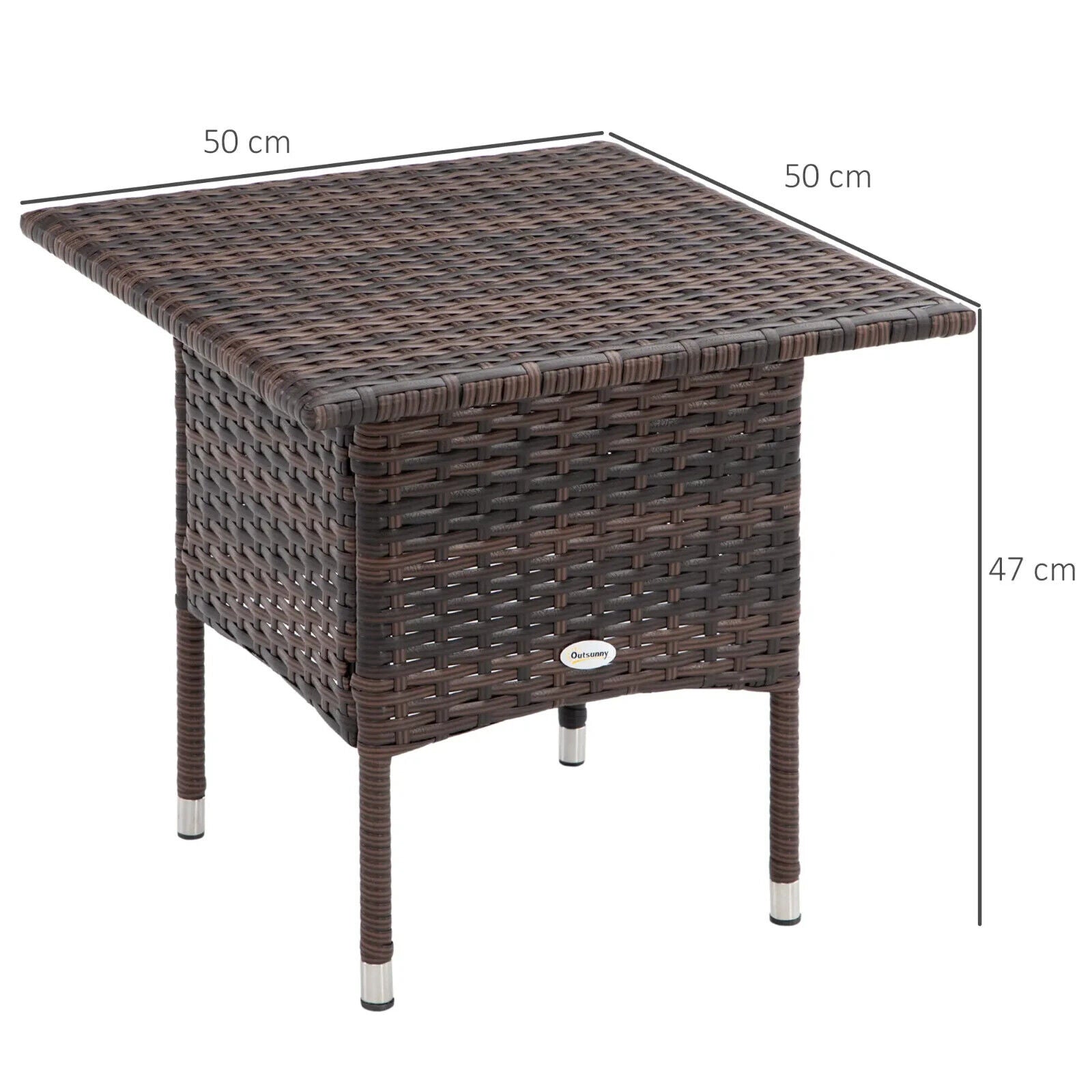 PE Rattan Outdoor Coffee Table 50cmx50cmx47cm Easy Match Garden Side Table Brown - Home and Garden Furniture Shop - #rustic - furniture#