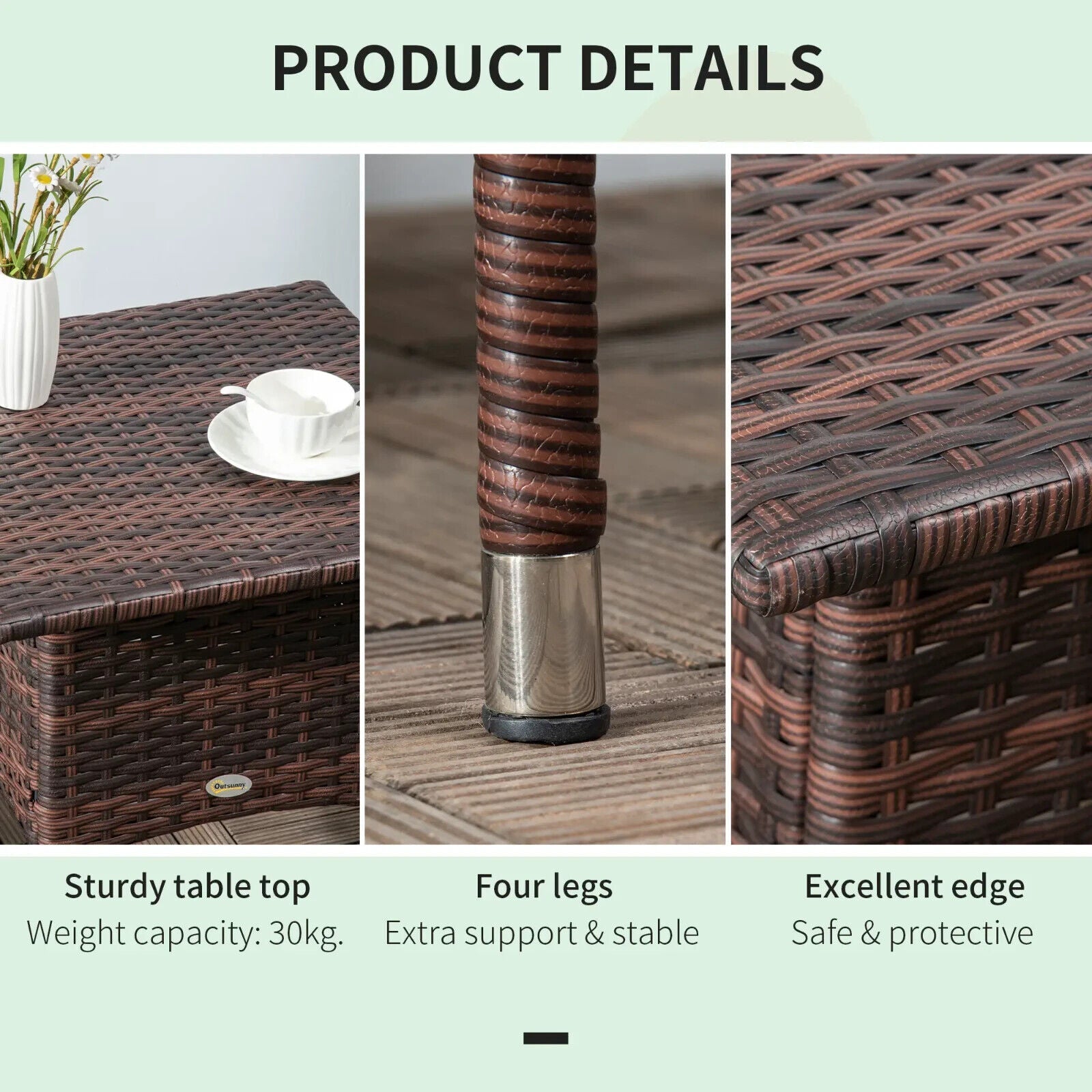 PE Rattan Outdoor Coffee Table 50cmx50cmx47cm Easy Match Garden Side Table Brown - Home and Garden Furniture Shop - #rustic - furniture#