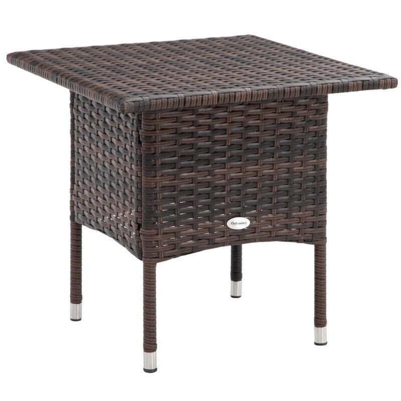 PE Rattan Outdoor Coffee Table 50cmx50cmx47cm Easy Match Garden Side Table Brown - Home and Garden Furniture Shop - #rustic - furniture#