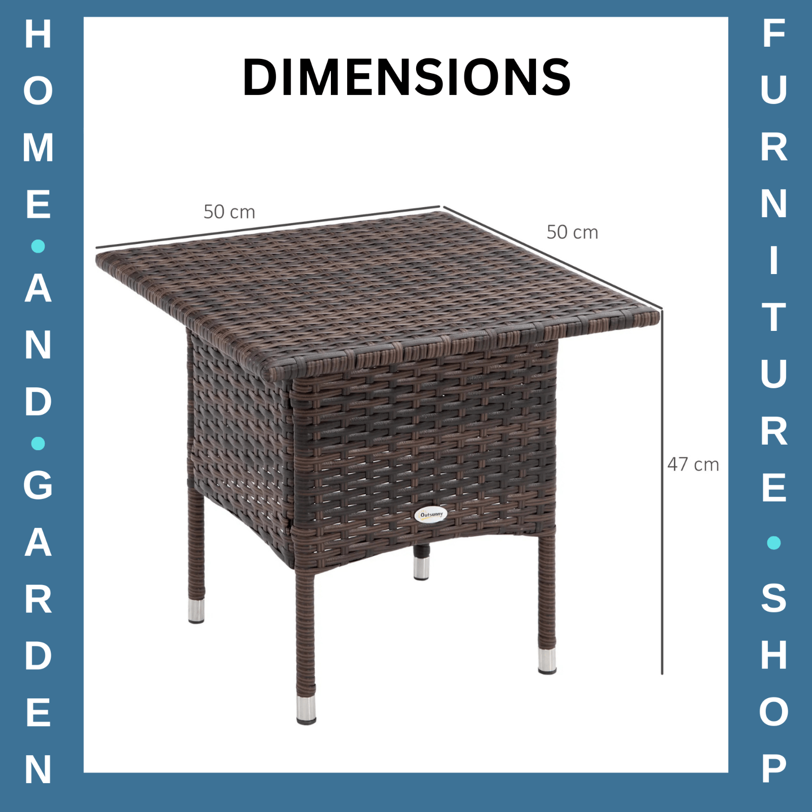 PE Rattan Outdoor Coffee Table 50cmx50cmx47cm Easy Match Garden Side Table Brown - Home and Garden Furniture Shop - #rustic - furniture#