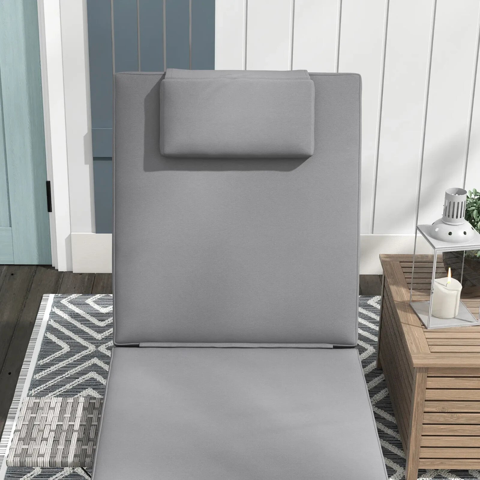 PE Rattan Reclining Sun Lounger with Cushion and Tea Tray for Outdoor Patio Use - Home and Garden Furniture Shop - rustic - furniture