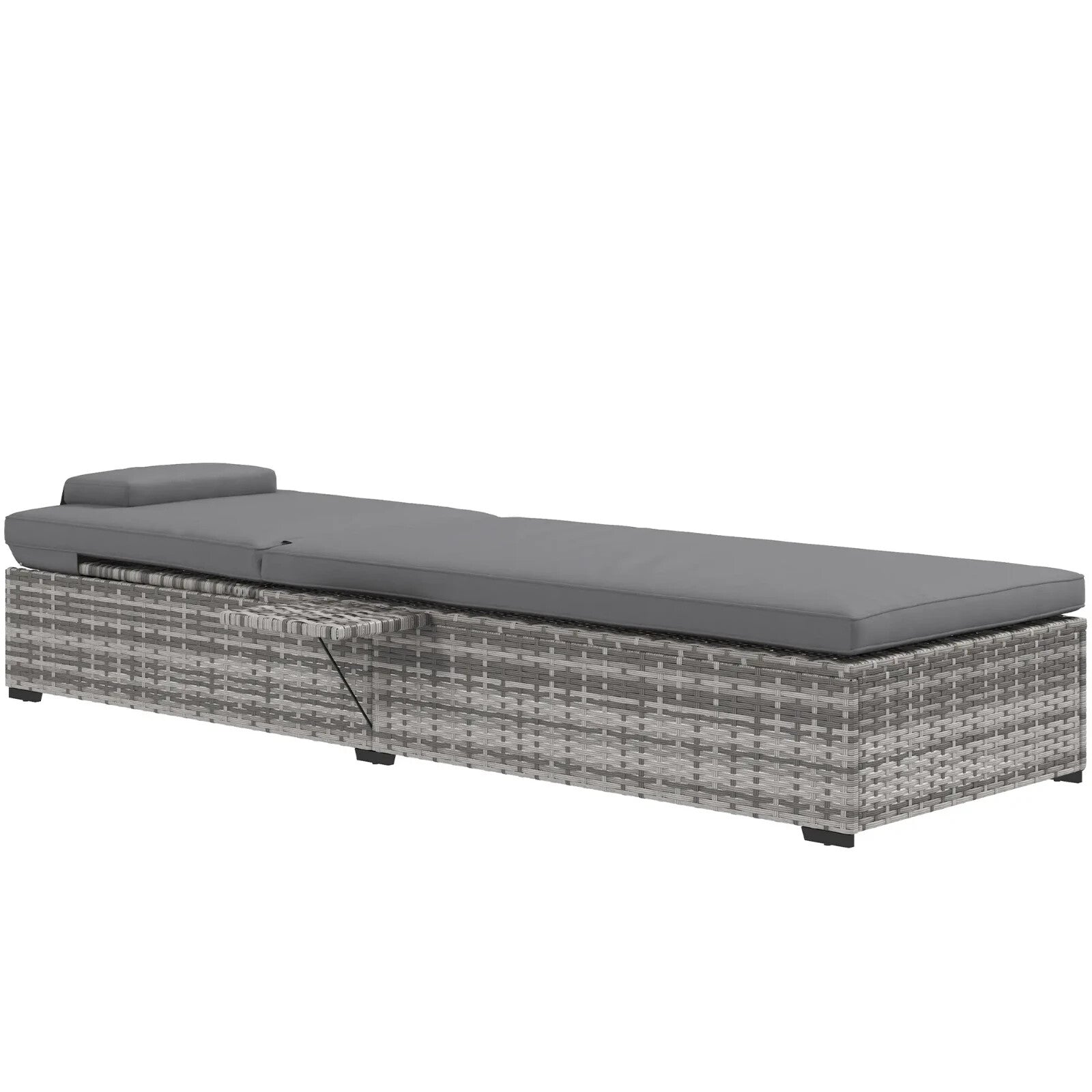 PE Rattan Reclining Sun Lounger with Cushion and Tea Tray for Outdoor Patio Use - Home and Garden Furniture Shop - rustic - furniture