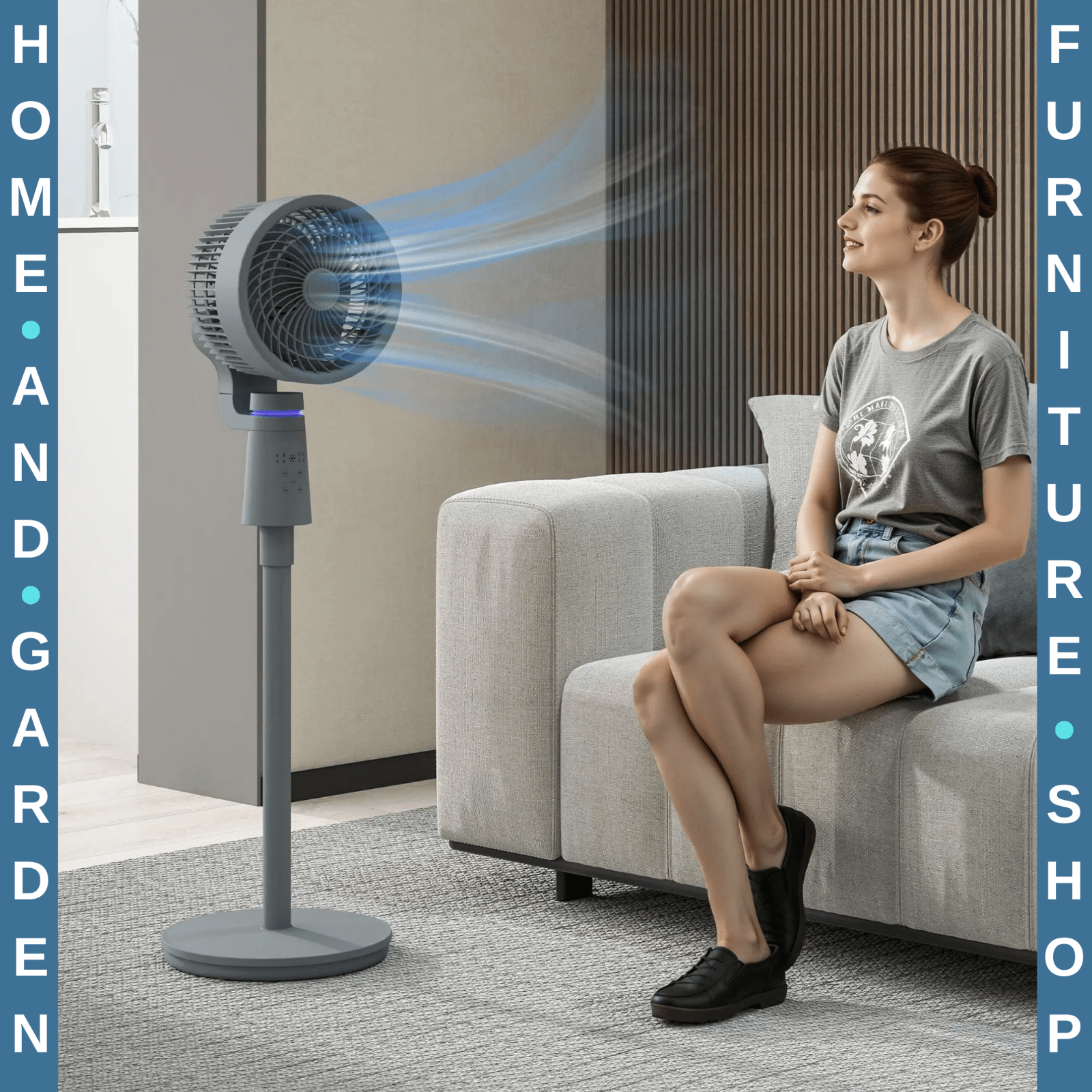 Pedestal Fan Air Circulation Remote Control W/ Oscillation Tilt & 3 Speeds Grey - Home and Garden Furniture Shop - rustic - furniture