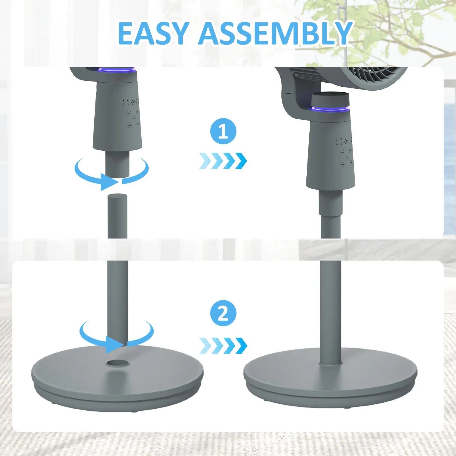 Pedestal Fan Air Circulation Remote Control W/ Oscillation Tilt & 3 Speeds Grey - Home and Garden Furniture Shop - rustic - furniture