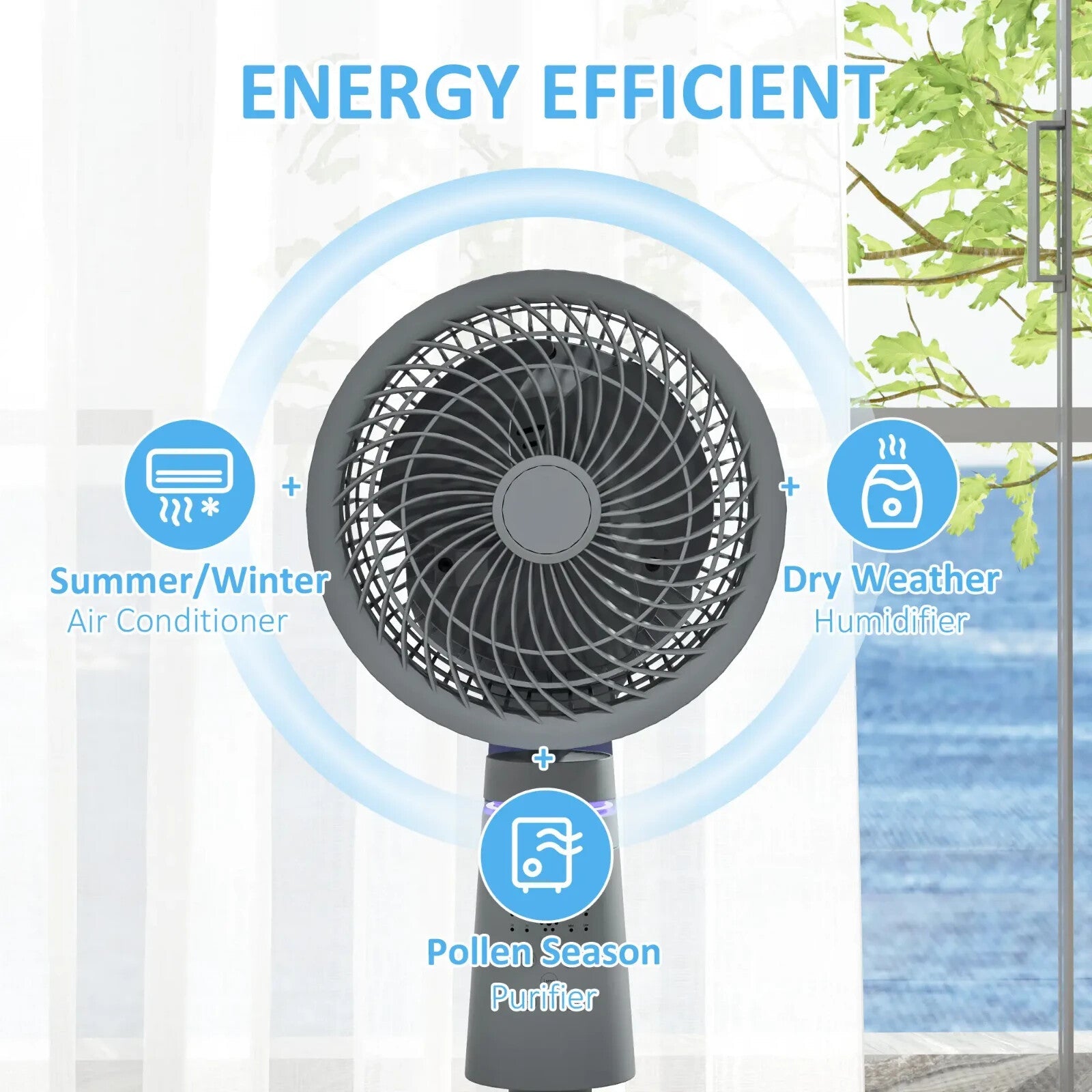 Pedestal Fan Air Circulation Remote Control W/ Oscillation Tilt & 3 Speeds Grey - Home and Garden Furniture Shop - rustic - furniture